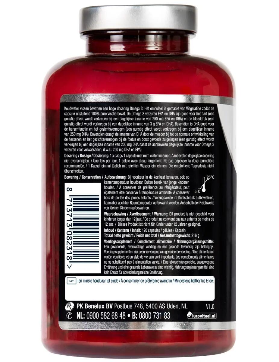 Lucovitaal Puur Omega 3 Koudwater Visolie 120 capsules MAXI POT 4/5