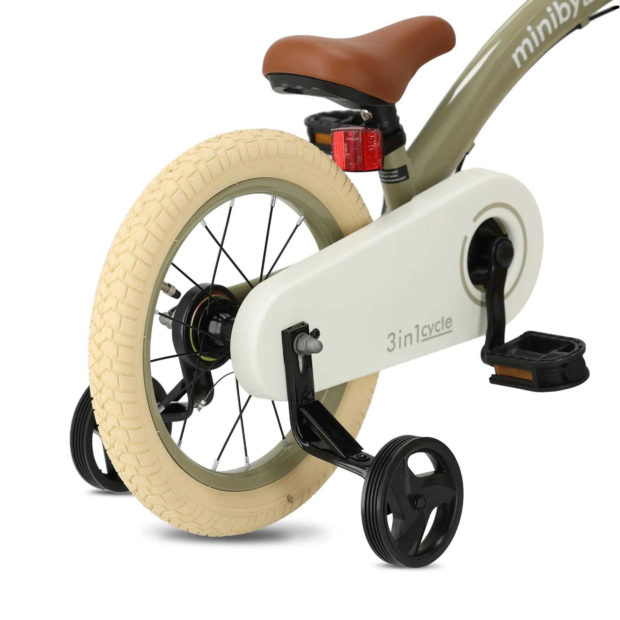Qplay Miniby Vélo enfant 12 pouces - 3 en 1 - Draisienne - Vert olive 6/7