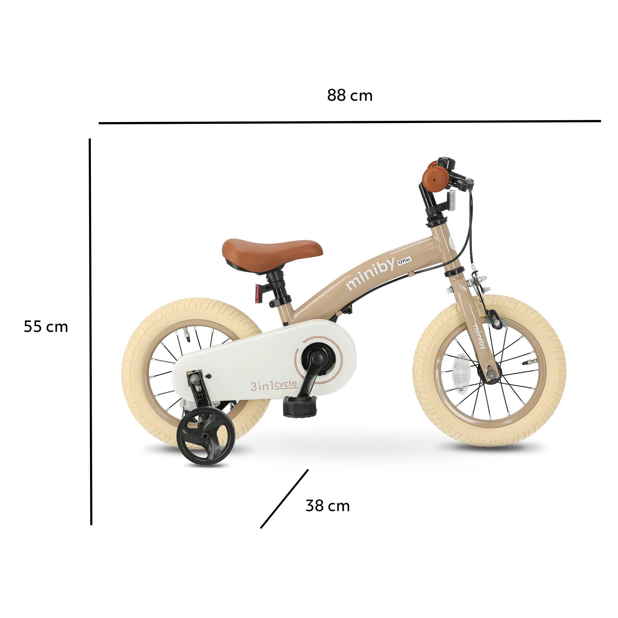 Qplay Miniby Bicicleta para crianças 12 polegadas – 3 em 1 – Rosa 7/7