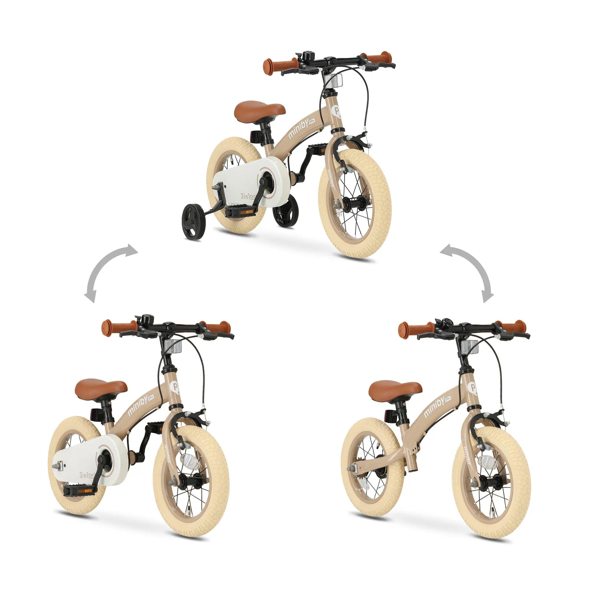 Qplay Miniby Bicicleta para crianças 12 polegadas – 3 em 1 – Rosa 3/7