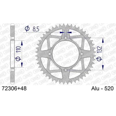Pignone posteriore in alluminio Afam 520 48 dents