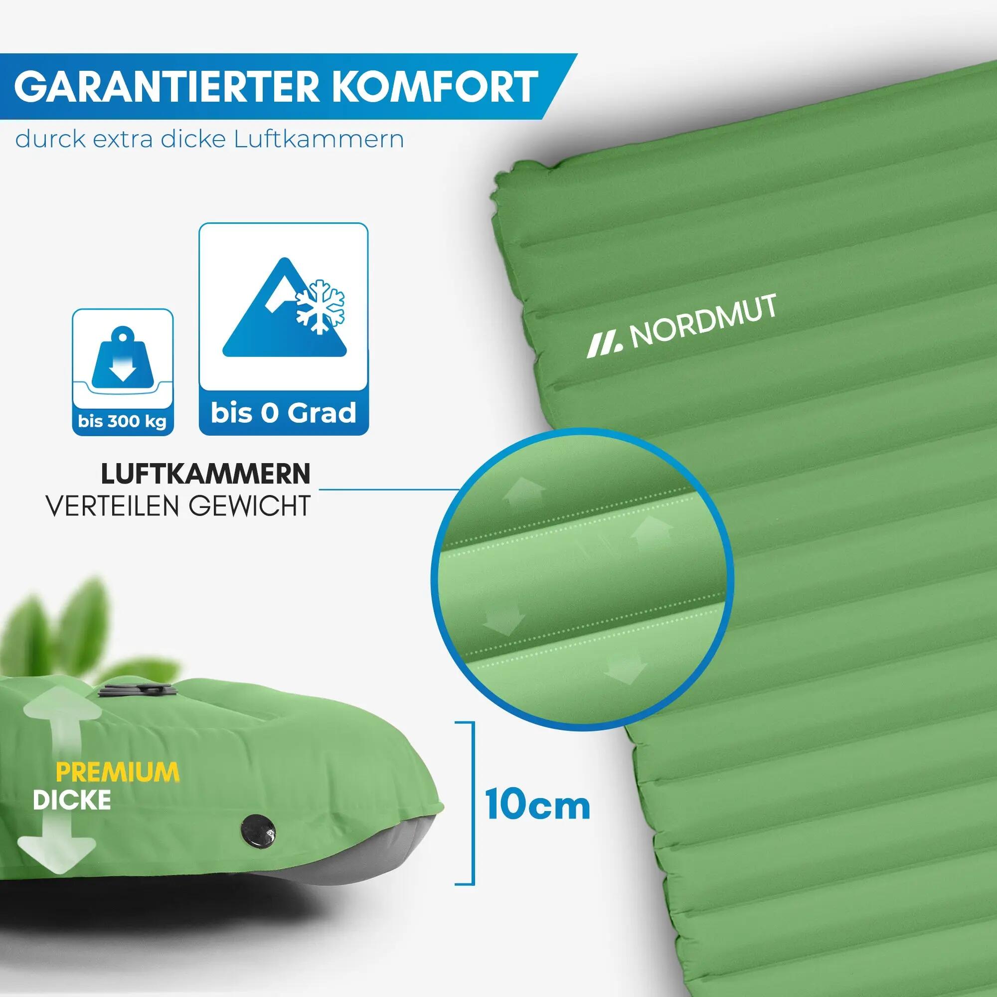 Camping Isomatte 2 Personen aufblasbar mit Fußpumpe 10 cm 208 x 140 cm Vikja 9/9