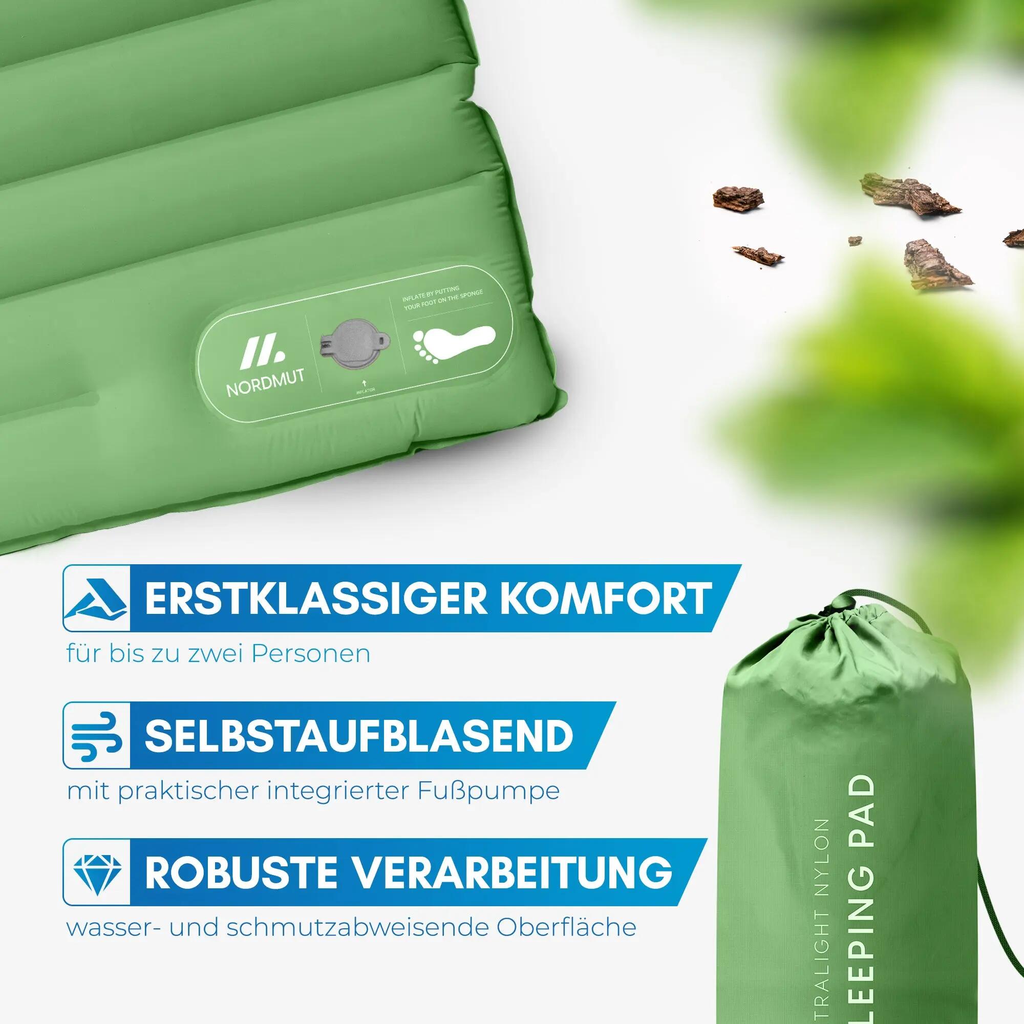 Camping Isomatte 2 Personen aufblasbar mit Fußpumpe 10 cm 208 x 140 cm Vikja 5/5