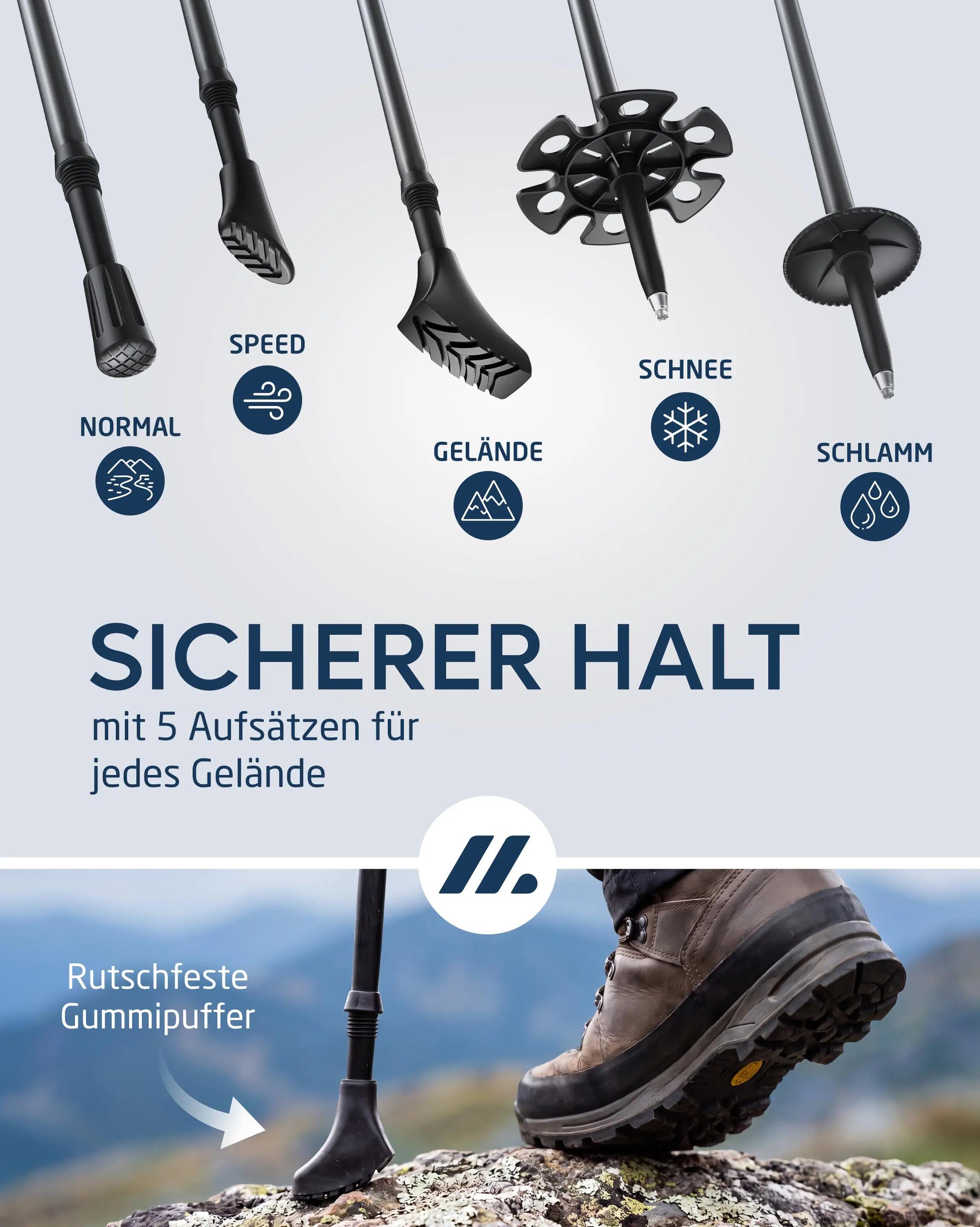 Wandern - faltstöcke - aluminium, korkgriff, quick-lock - akka 9/9