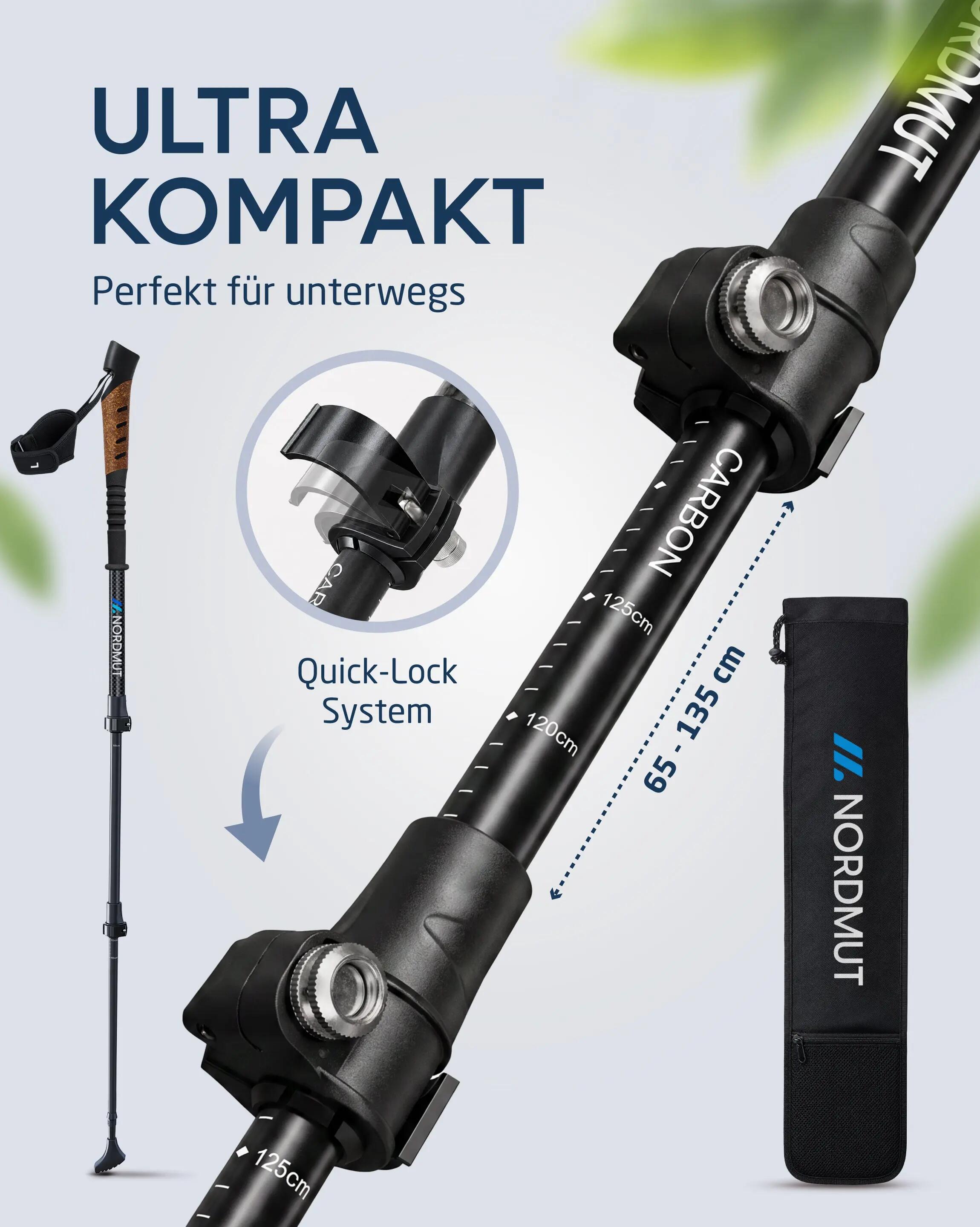 Nordic walking - teleskopstöcke aus carbon mit korkgriff - memu 3/3