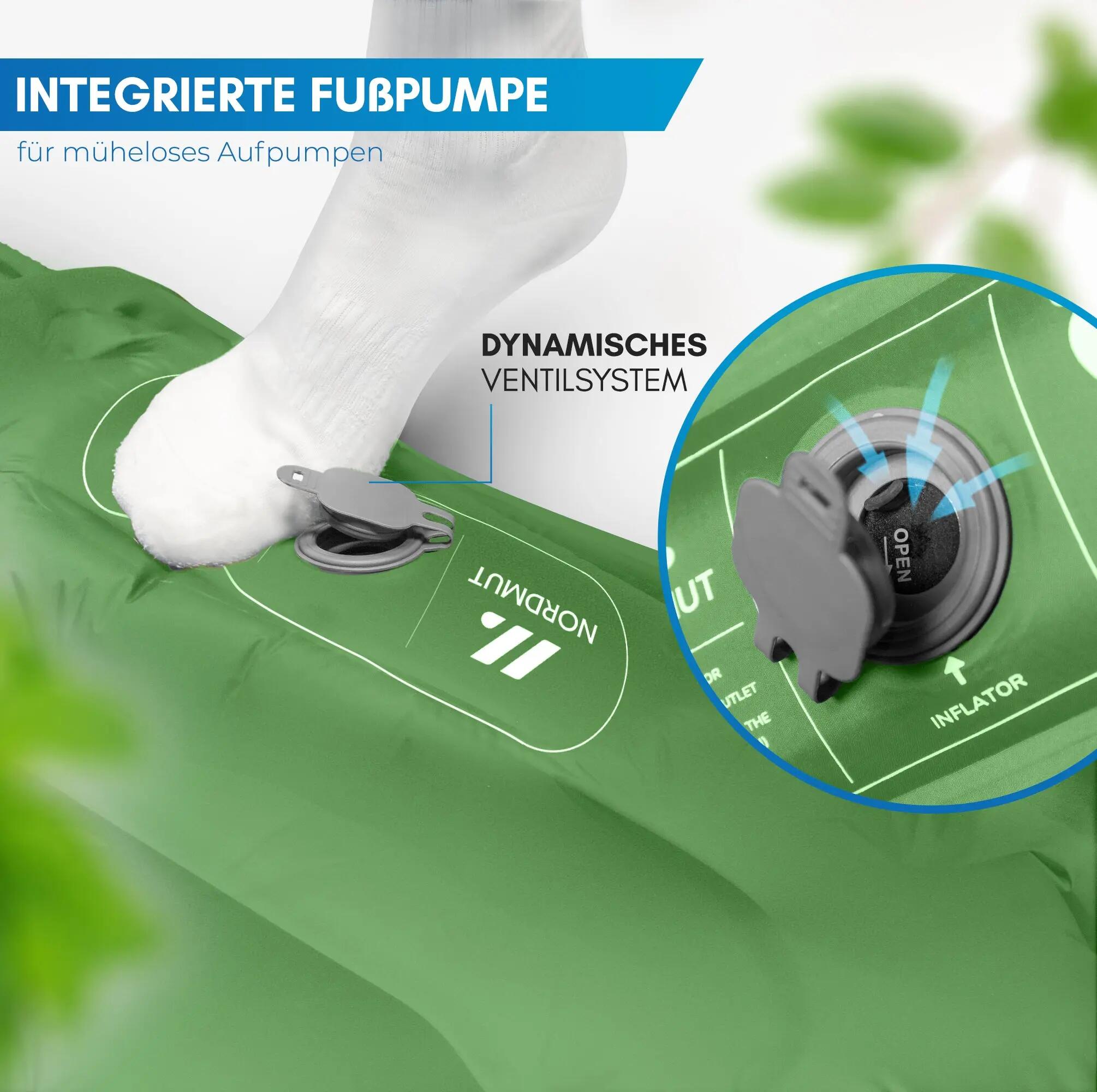 Camping Isomatte 2 Personen aufblasbar mit Fußpumpe 10 cm 208 x 140 cm Vikja 8/9