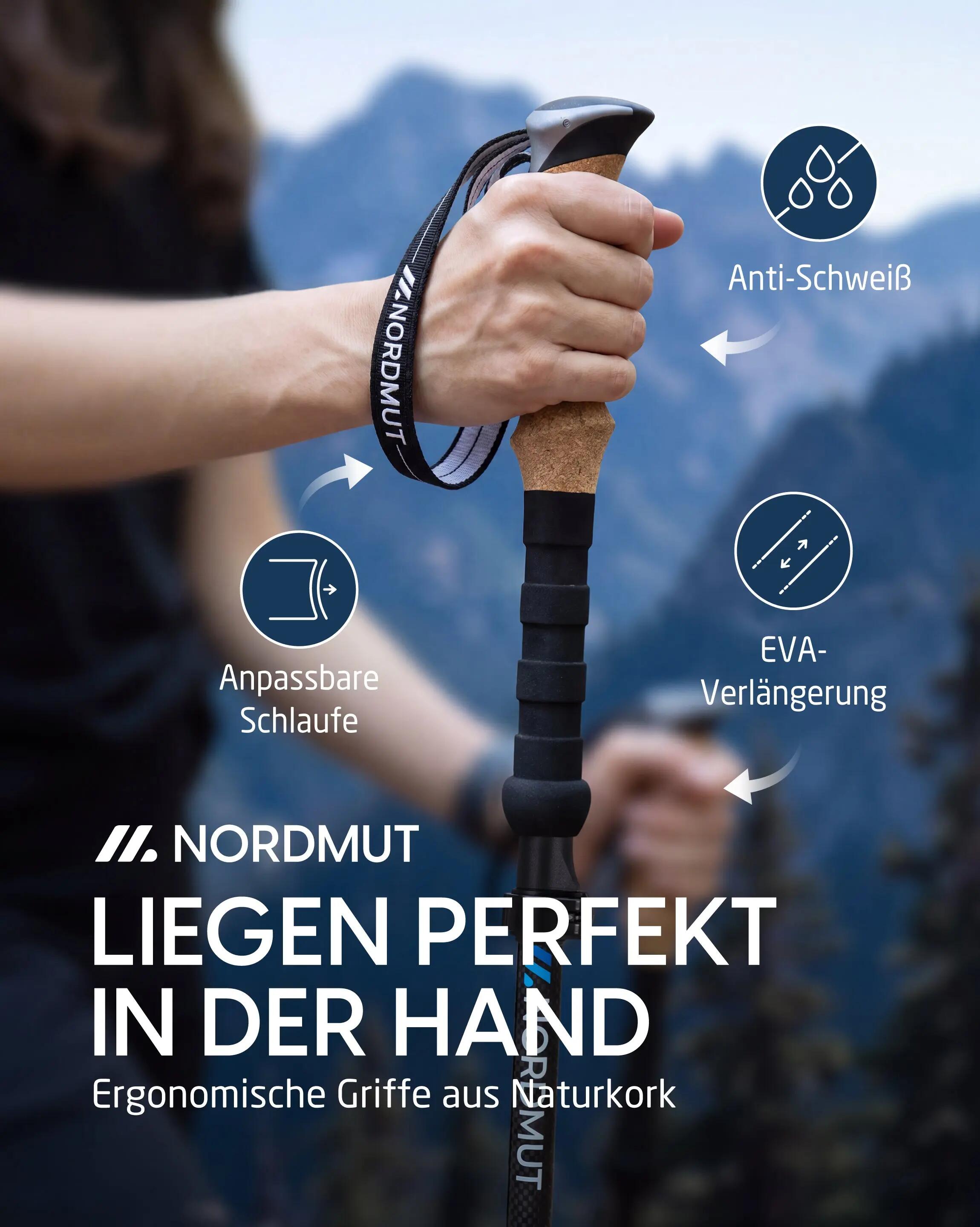 Wandern - faltstöcke - aluminium, korkgriff, quick-lock - akka 8/9