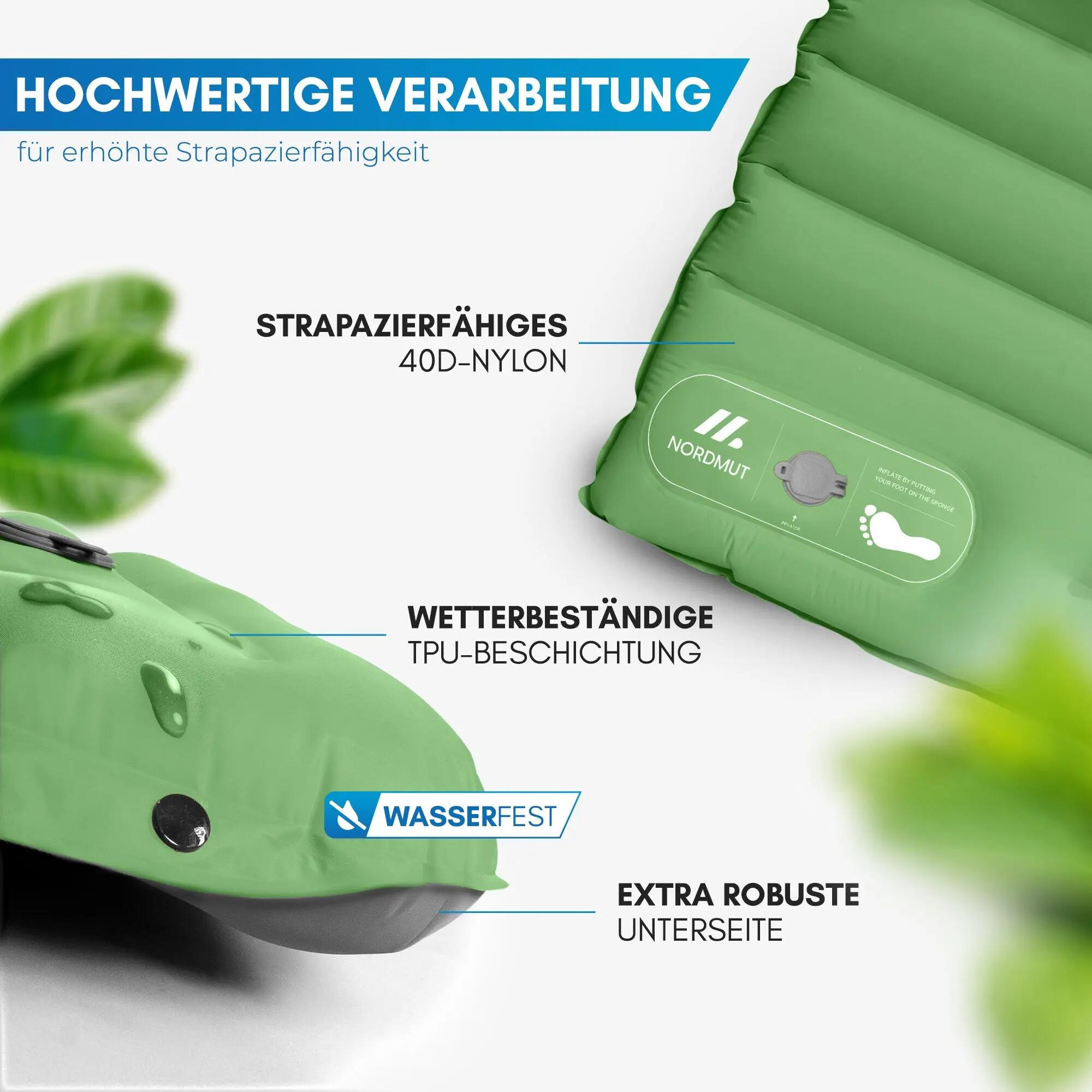 Camping Isomatte 2 Personen aufblasbar mit Fußpumpe 10 cm 208 x 140 cm Vikja 7/9