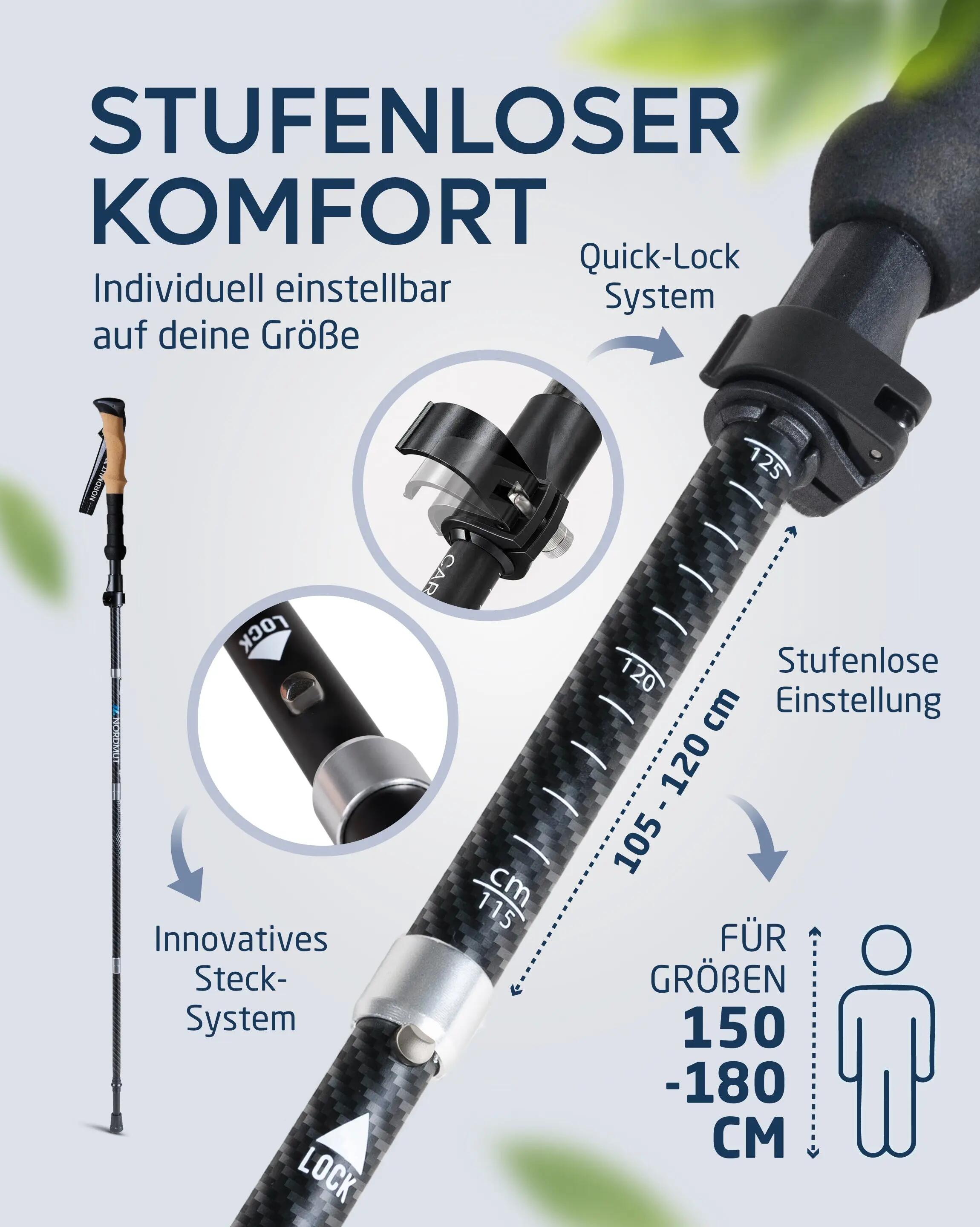 Wandern - faltstöcke - aluminium, korkgriff, quick-lock - akka 7/9
