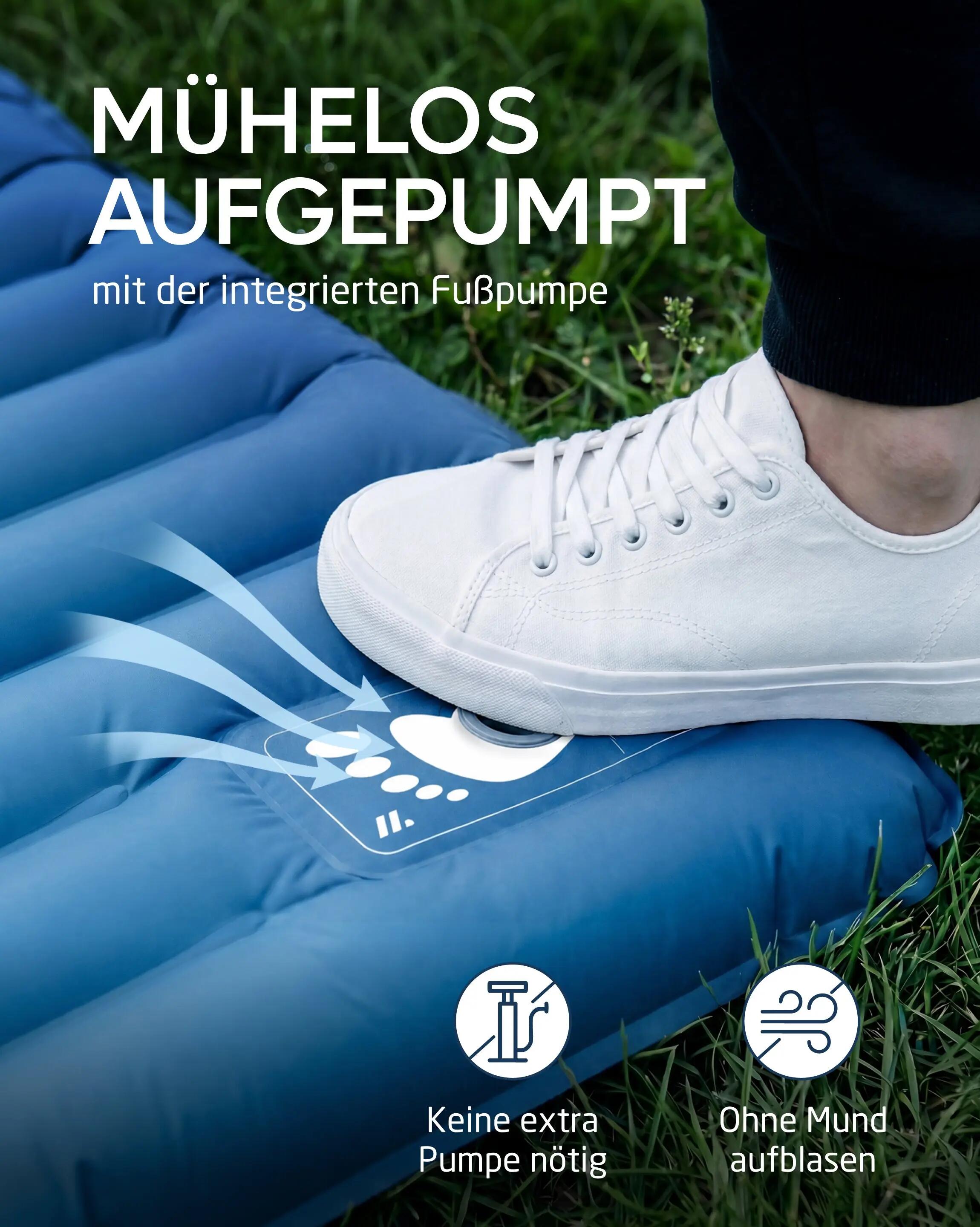 Camping-isomatte, aufblasbar, mit Fußpumpe, 10 cm, veo 5/7