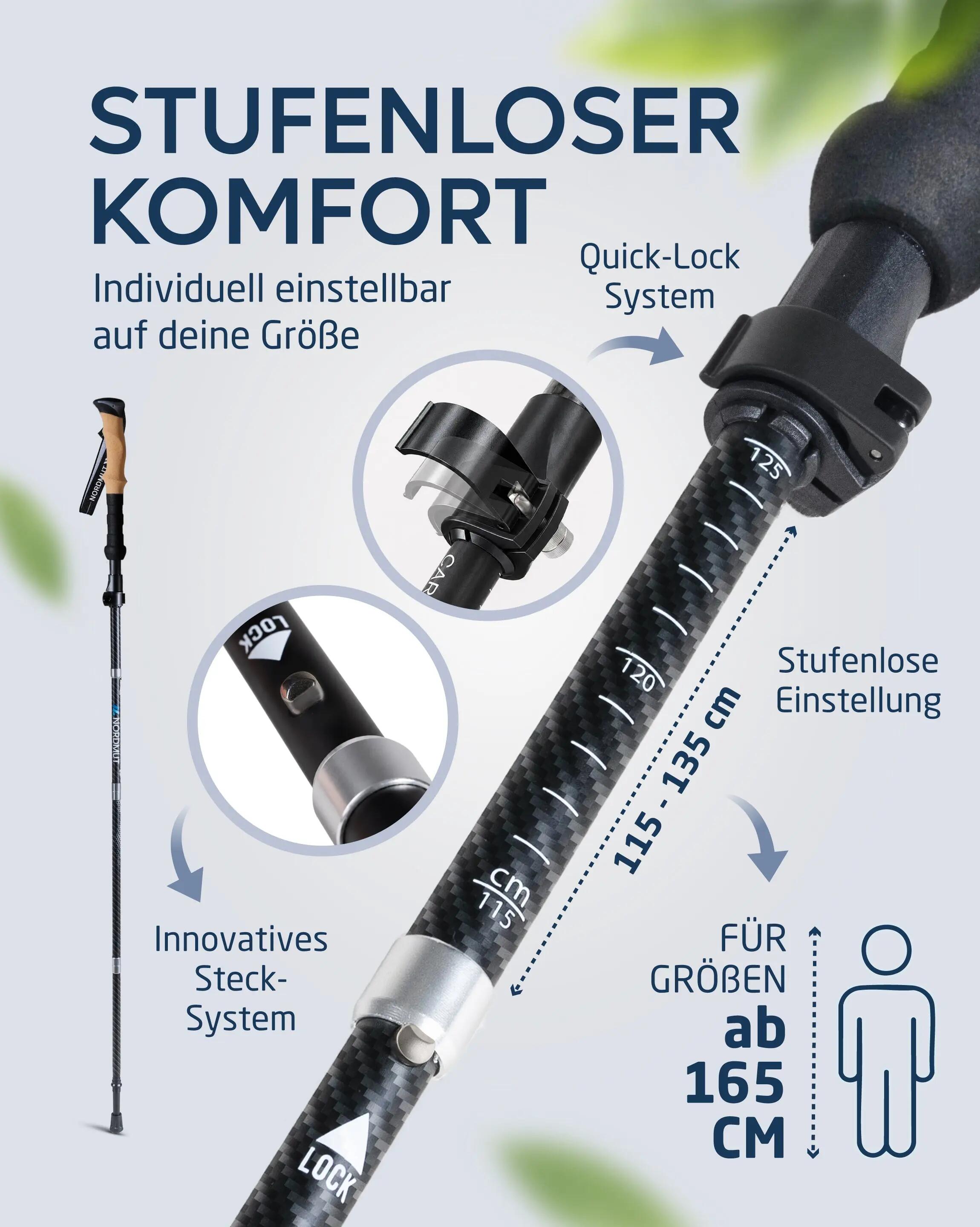 Wandern - faltstöcke - aluminium, korkgriff, quick-lock - akka 6/9