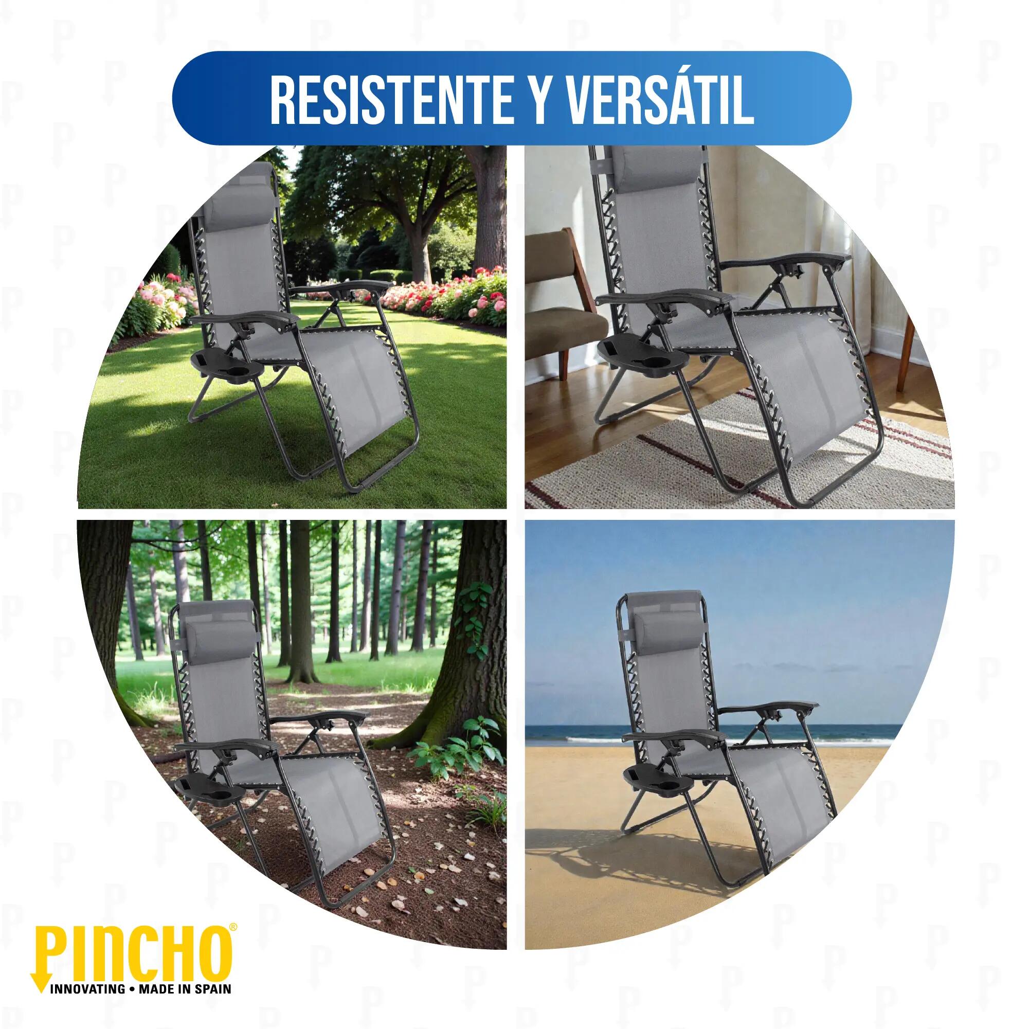 Tumbona Jardin Exterior, Gravedad Cero Reclinable, Pack 2 Sillas Plegables 6/6