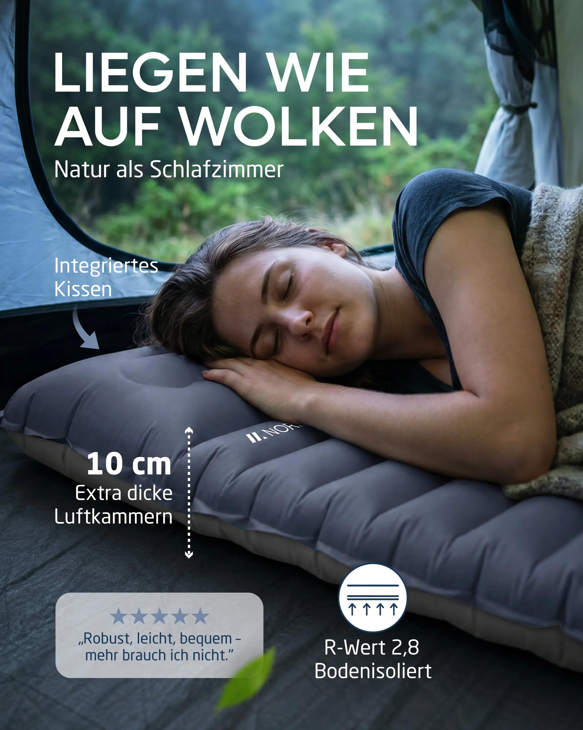 Camping-Isomatte, aufblasbar mit Fußpumpe, 10 cm, 190 x 70 cm, Veo 4/7