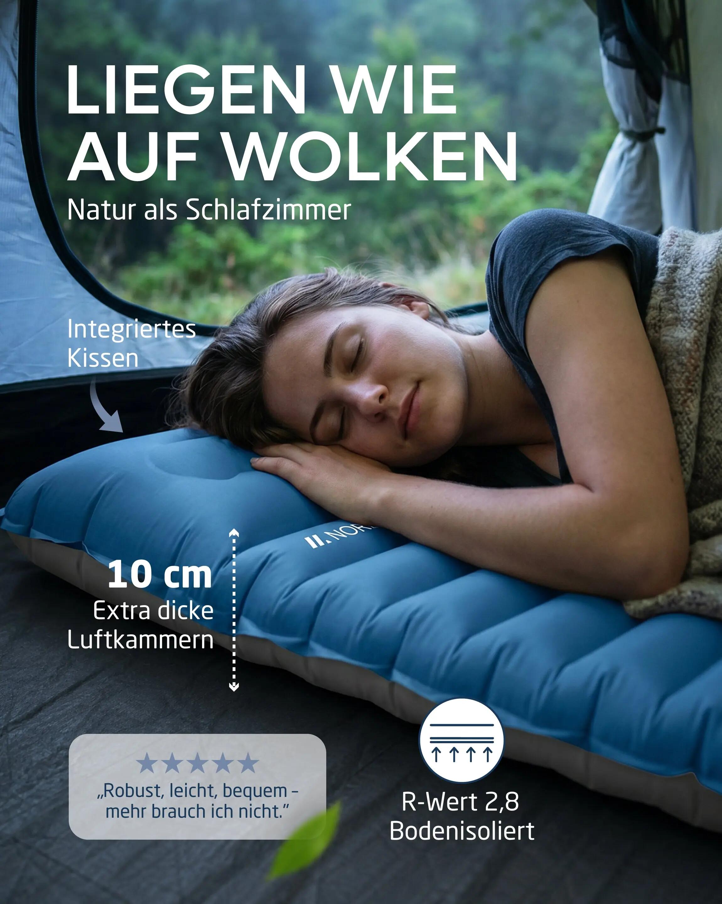 Camping-isomatte, aufblasbar, mit Fußpumpe, 10 cm, veo 4/7