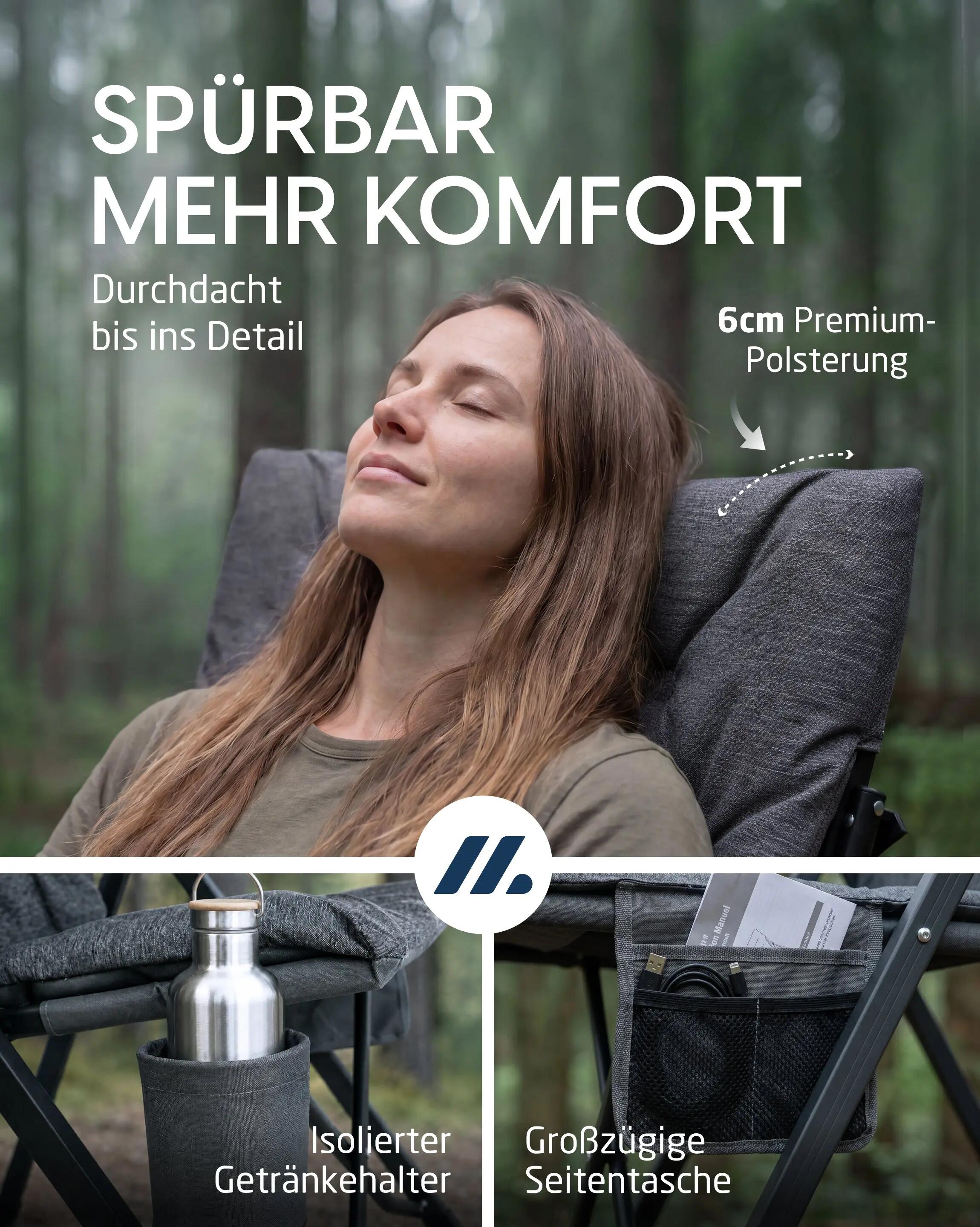 Camping klappsessel, gepolstert, 4-fach verstellbar, Ounas 6/7