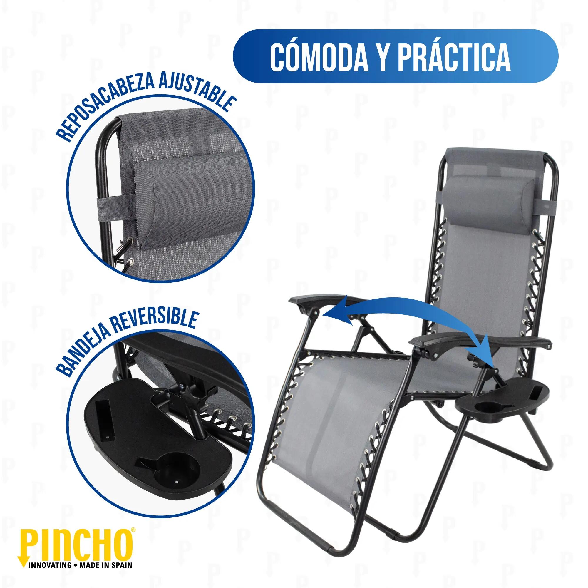 Tumbona Jardin Exterior, Gravedad Cero Reclinable, Pack 2 Sillas Plegables 5/6