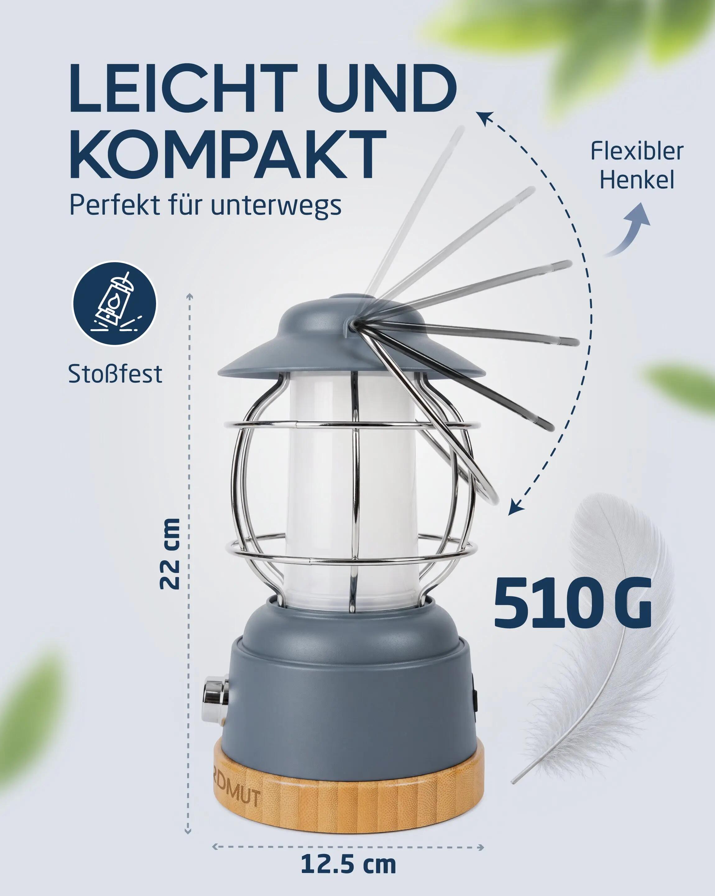 Campinglampe led, akku 5200 mah, dimmbar, 450 lumen, ipx4, esja 6/7