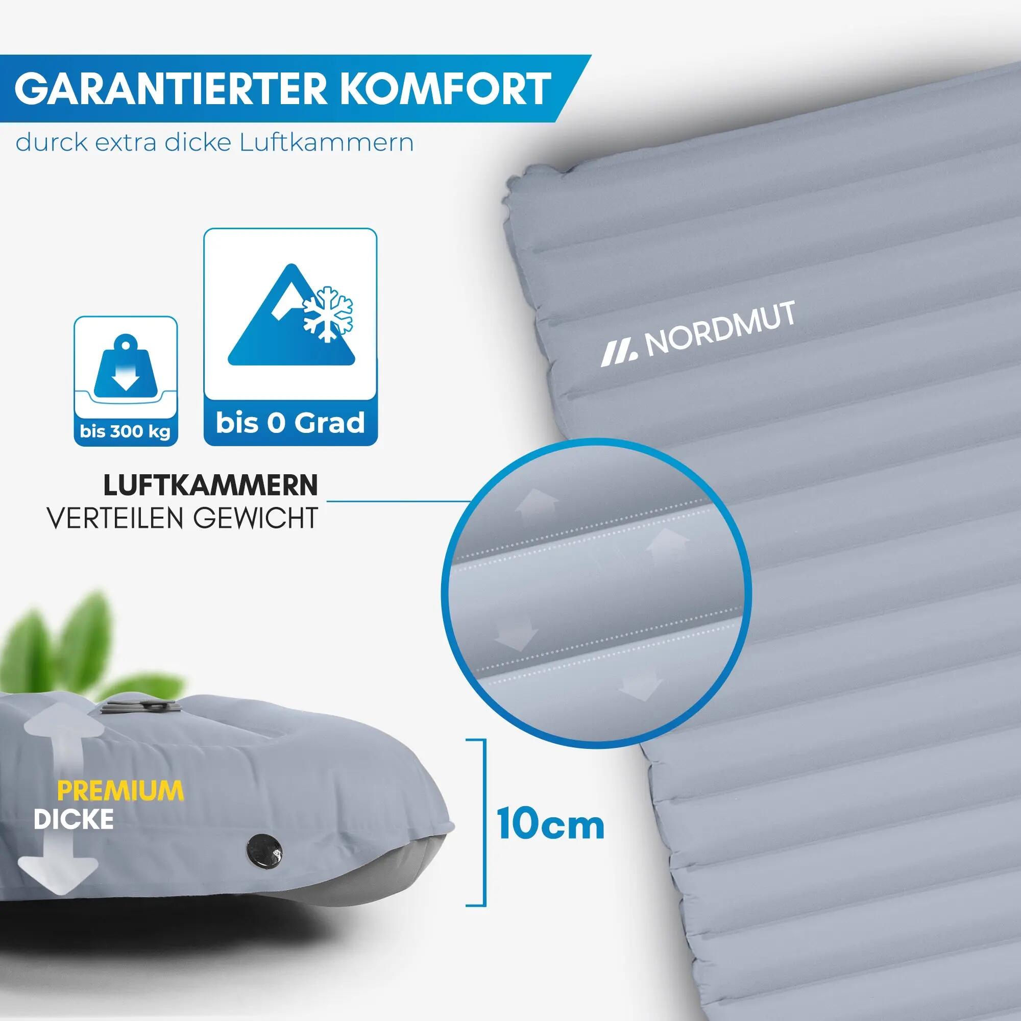 Camping Isomatte 2 Personen aufblasbar mit Fußpumpe 10 cm 208 x 140 cm Vikja 2/9