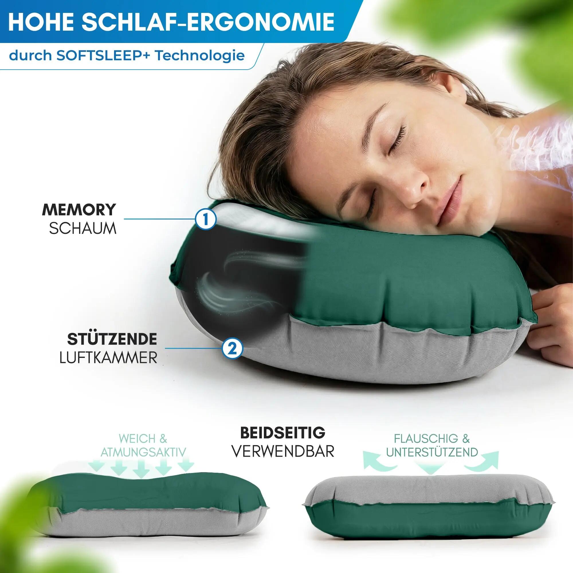 Camping-Reisekissen, aufblasbar, ultraleicht, memory foam, Rago 4/7