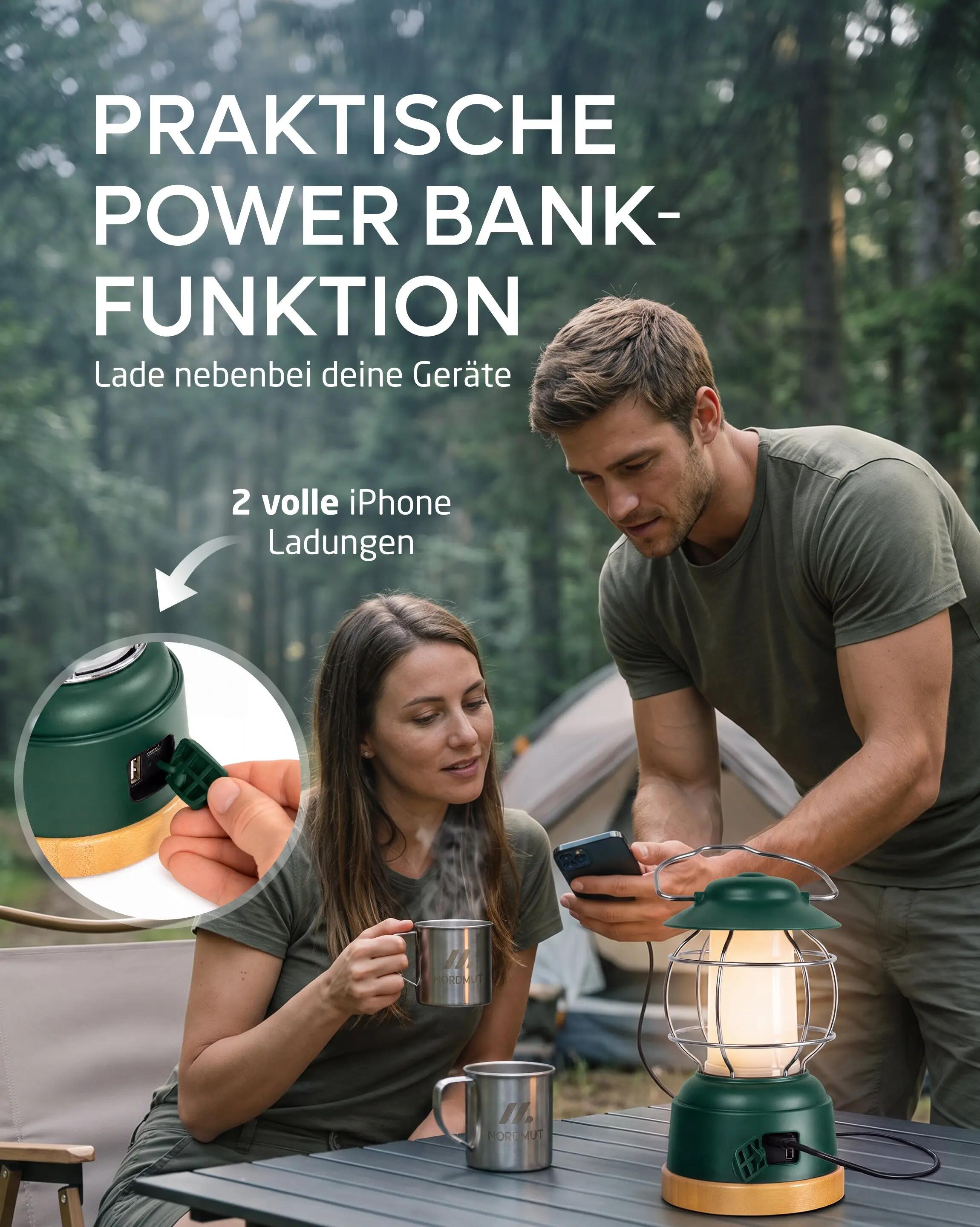 Campinglampe - led-akku, dimmbar, powerbank, 450 lumen - esja 7/7