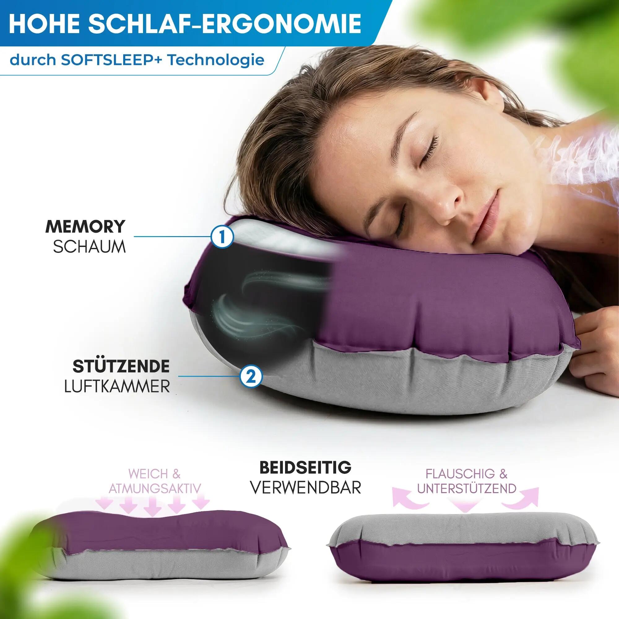 Camping-Reisekissen - aufblasbar, ultraleicht, Memory Foam - Rago 4/7
