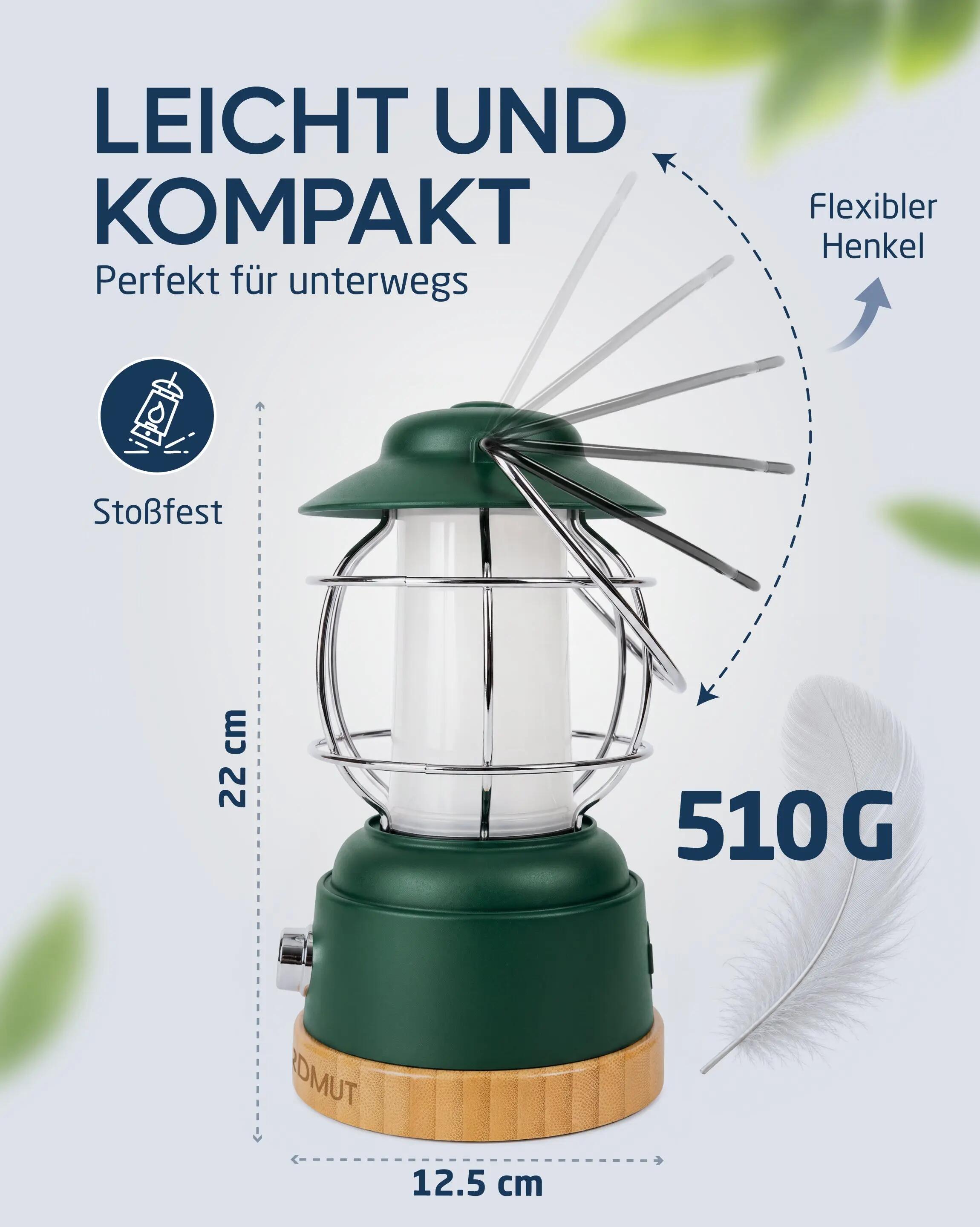 Campinglampe - led-akku, dimmbar, powerbank, 450 lumen - esja 6/7
