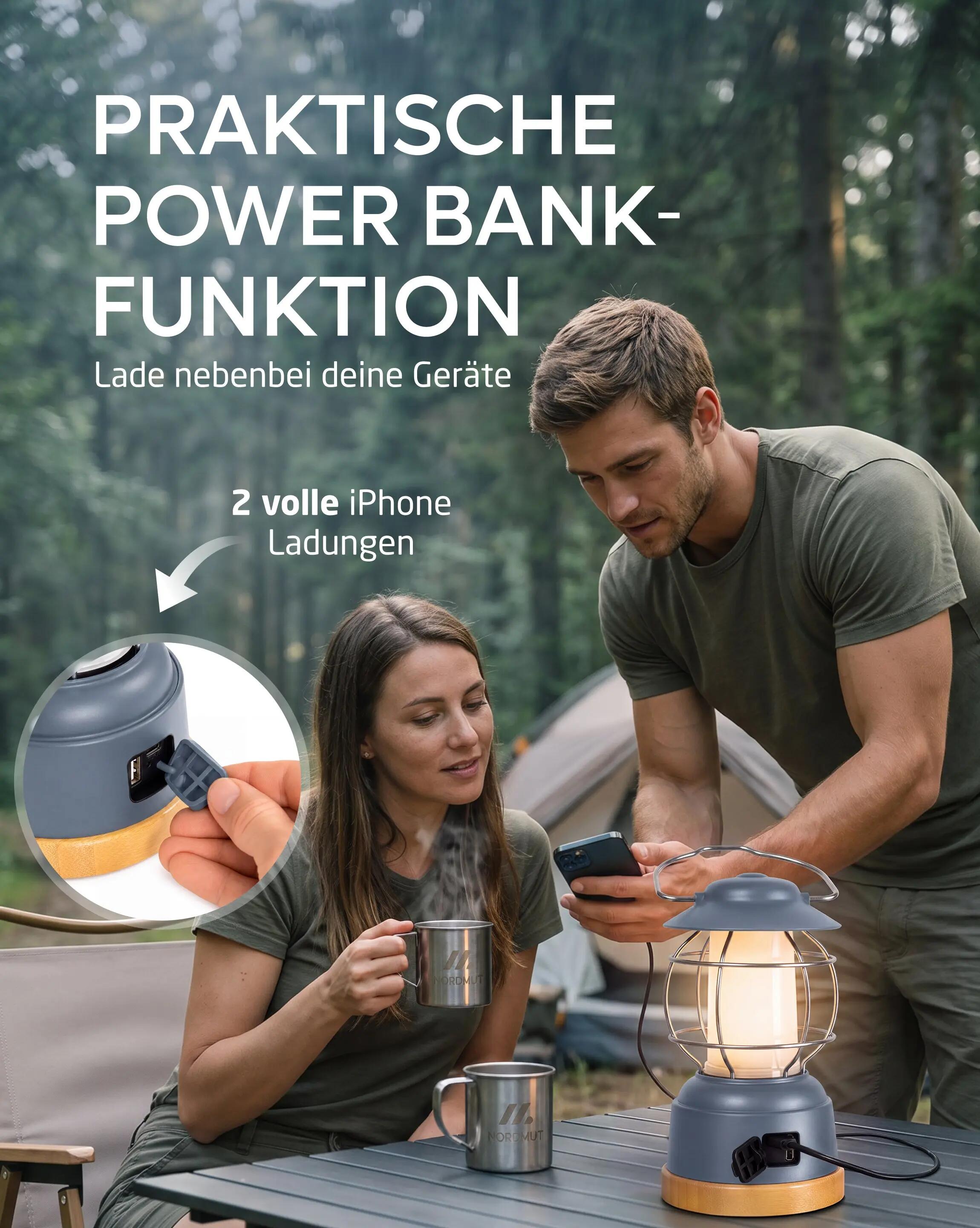 Campinglampe led, akku 5200 mah, dimmbar, 450 lumen, ipx4, esja 5/7