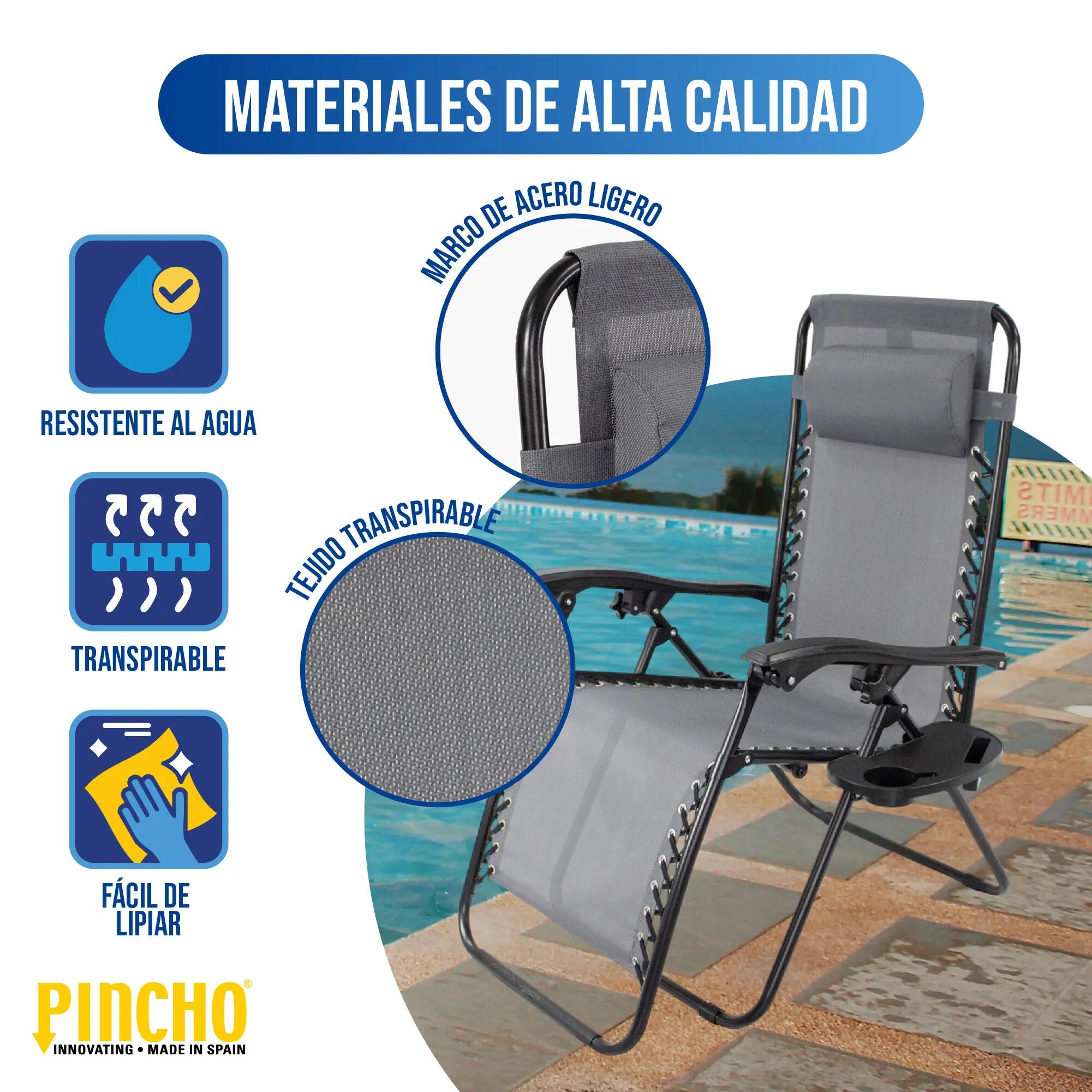 Tumbona Jardin Exterior, Gravedad Cero Reclinable, Pack 2 Sillas Plegables 4/6