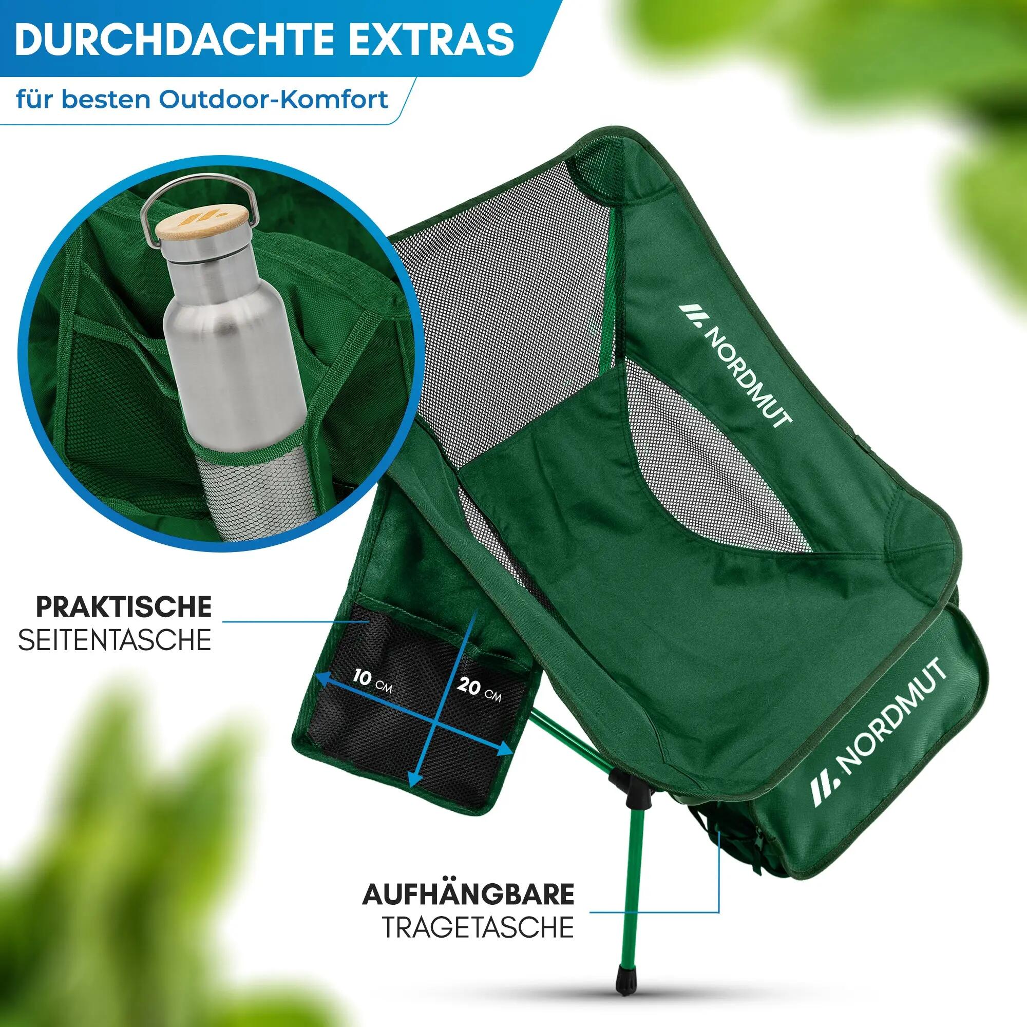 Trekking Campingstuhl ultraleicht 1,1 kg faltbar bis 140 kg Mini-Packmaß Allakas 6/8