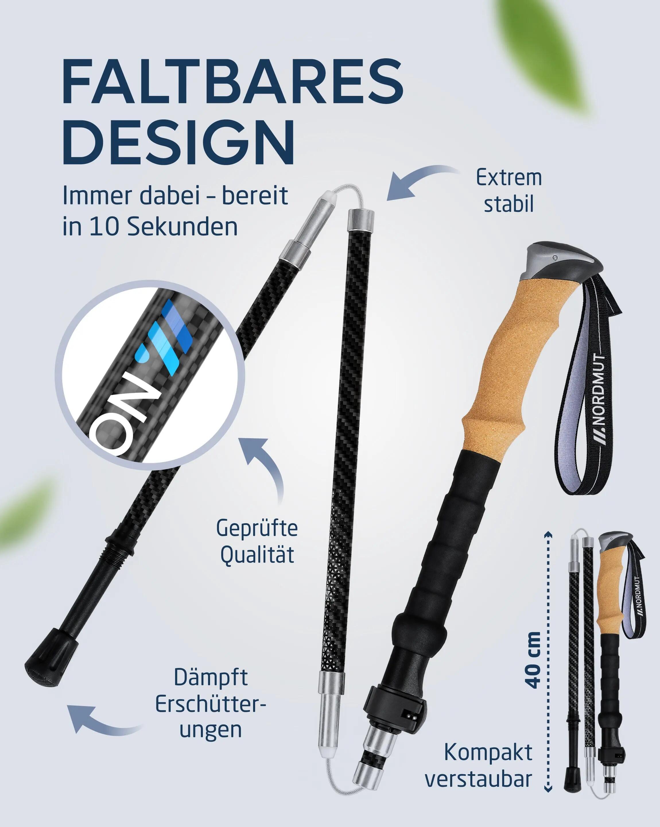 Wandern - faltstöcke - aluminium, korkgriff, quick-lock - akka 3/9