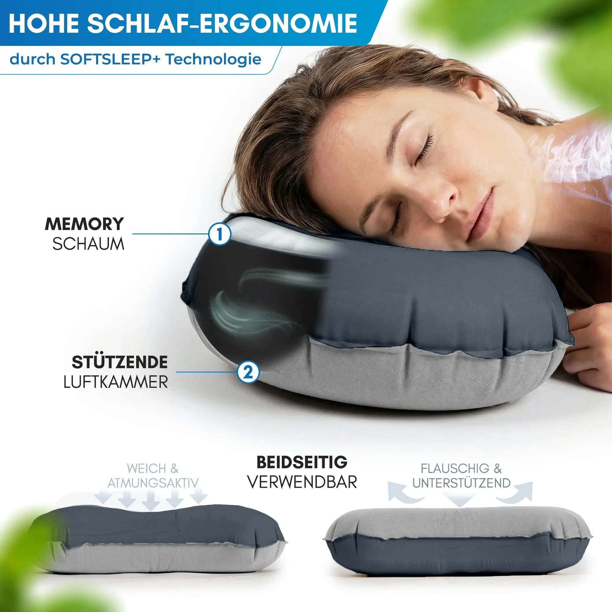 Camping-Reisekissen - aufblasbar, ultraleicht, Memory-Foam, Rago 4/7