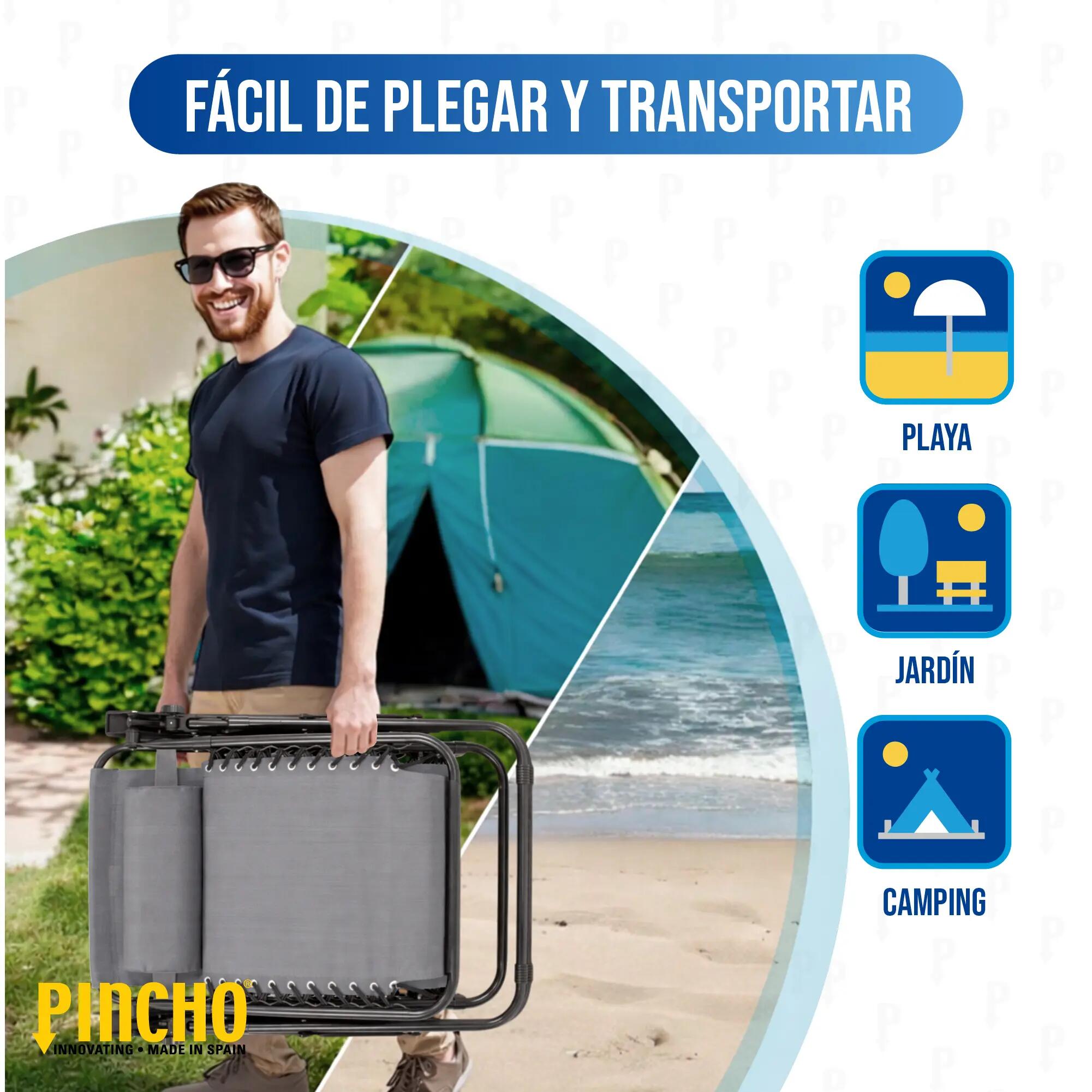 Tumbona Jardin Exterior, Gravedad Cero Reclinable, Pack 2 Sillas Plegables 3/6