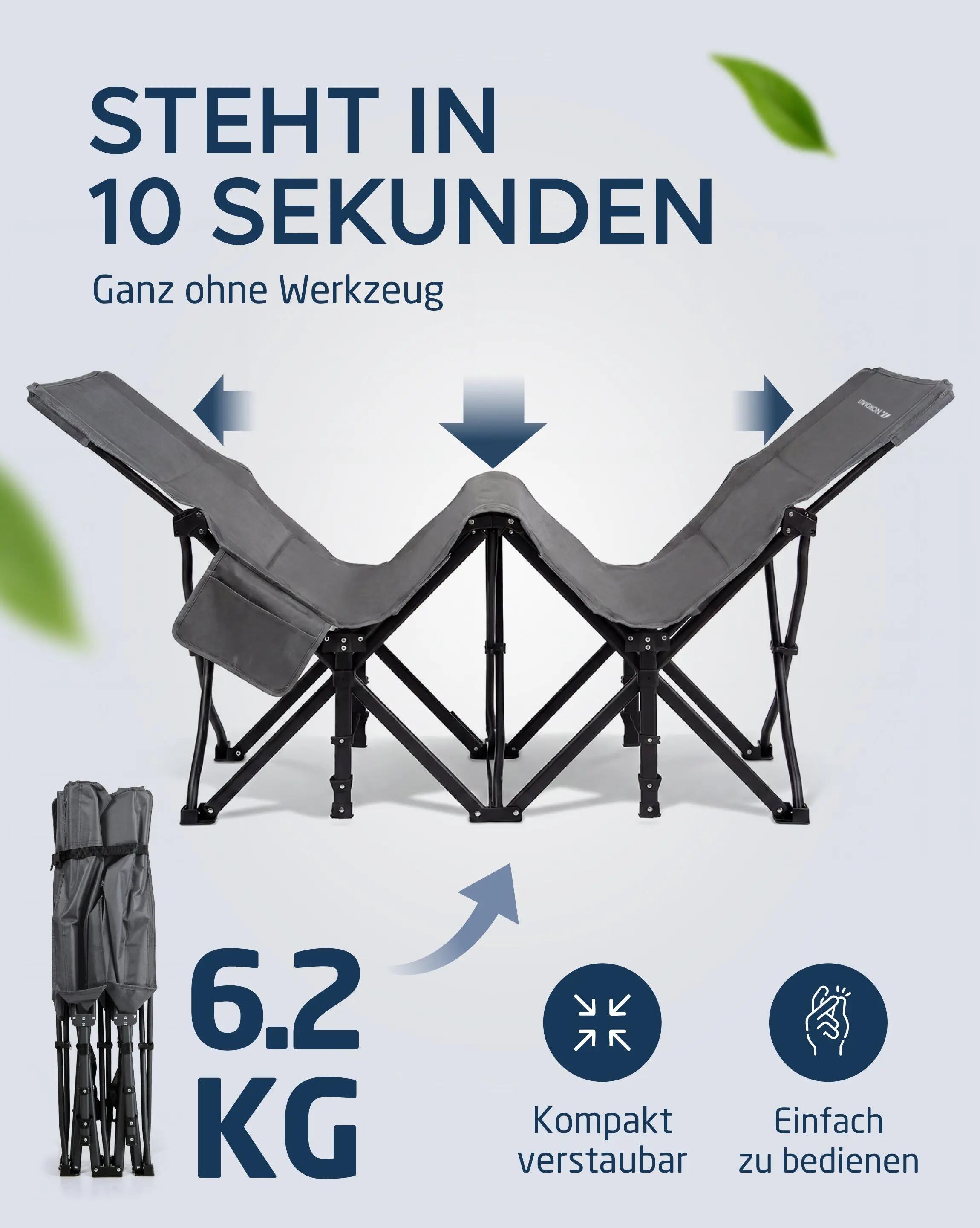 Camping Feldbett klappbar 190 x 70 cm bis 200 kg 10 Beine mit Tragetasche Kebne 6/7