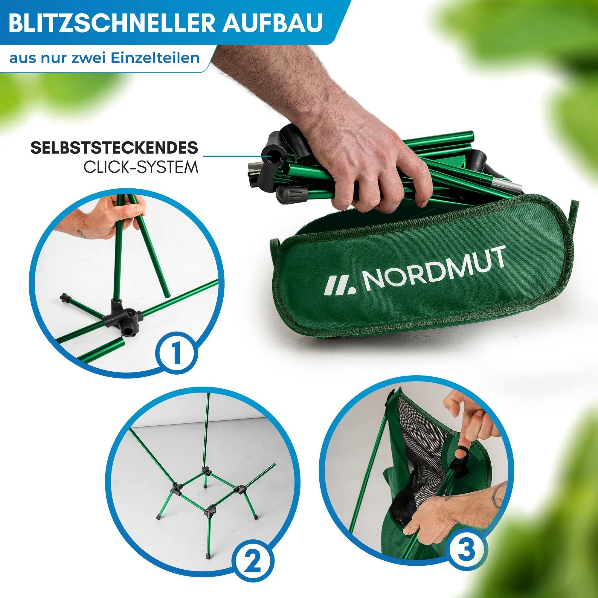 Trekking Campingstuhl ultraleicht 1,1 kg faltbar bis 140 kg Mini-Packmaß Allakas 5/8