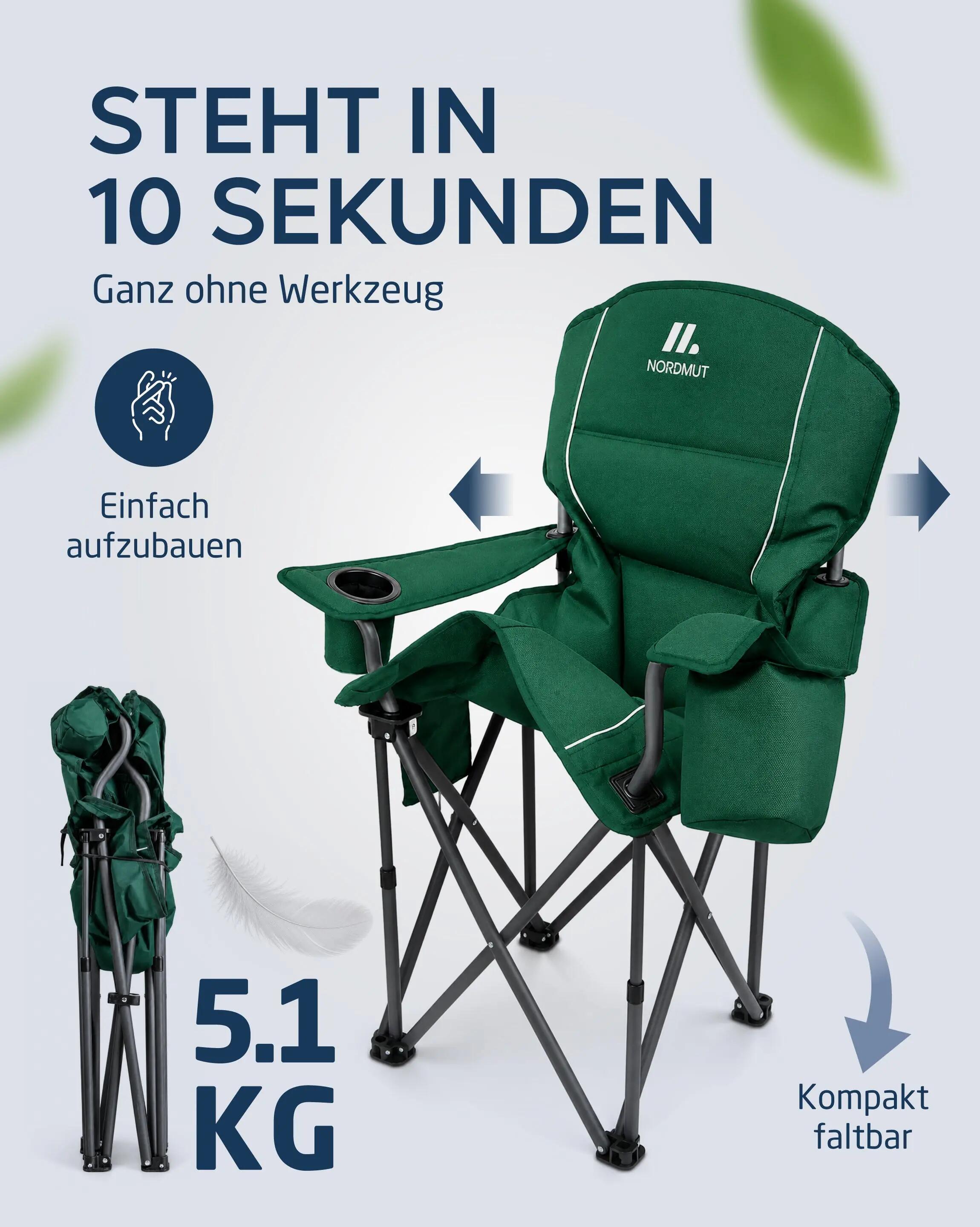 Campingstuhl - klappbar, gepolstert, 2er-Set, bis 200 kg, Aavas 6/7