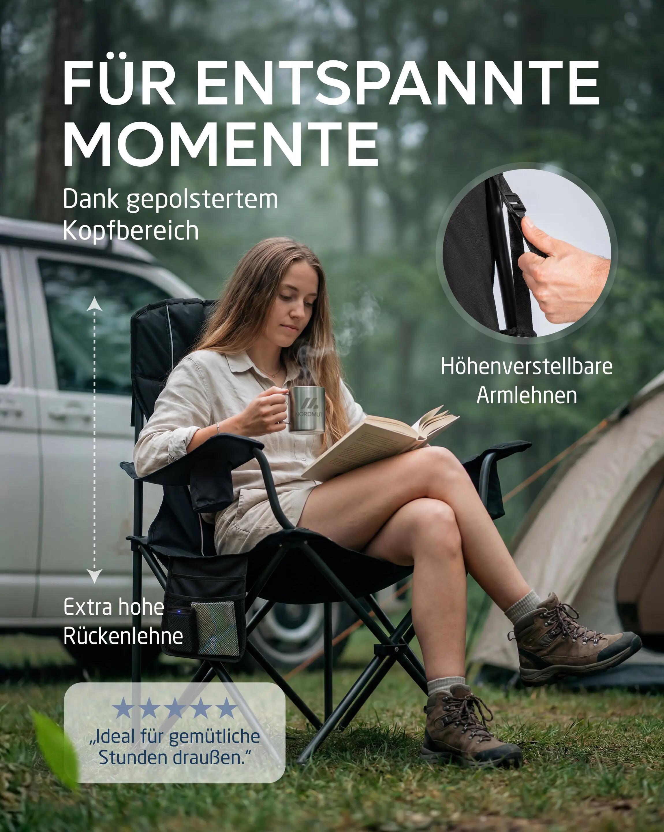 Camping-Klappstuhl, gepolstert, 2er-Set, bis 200 kg, Aavas 4/7