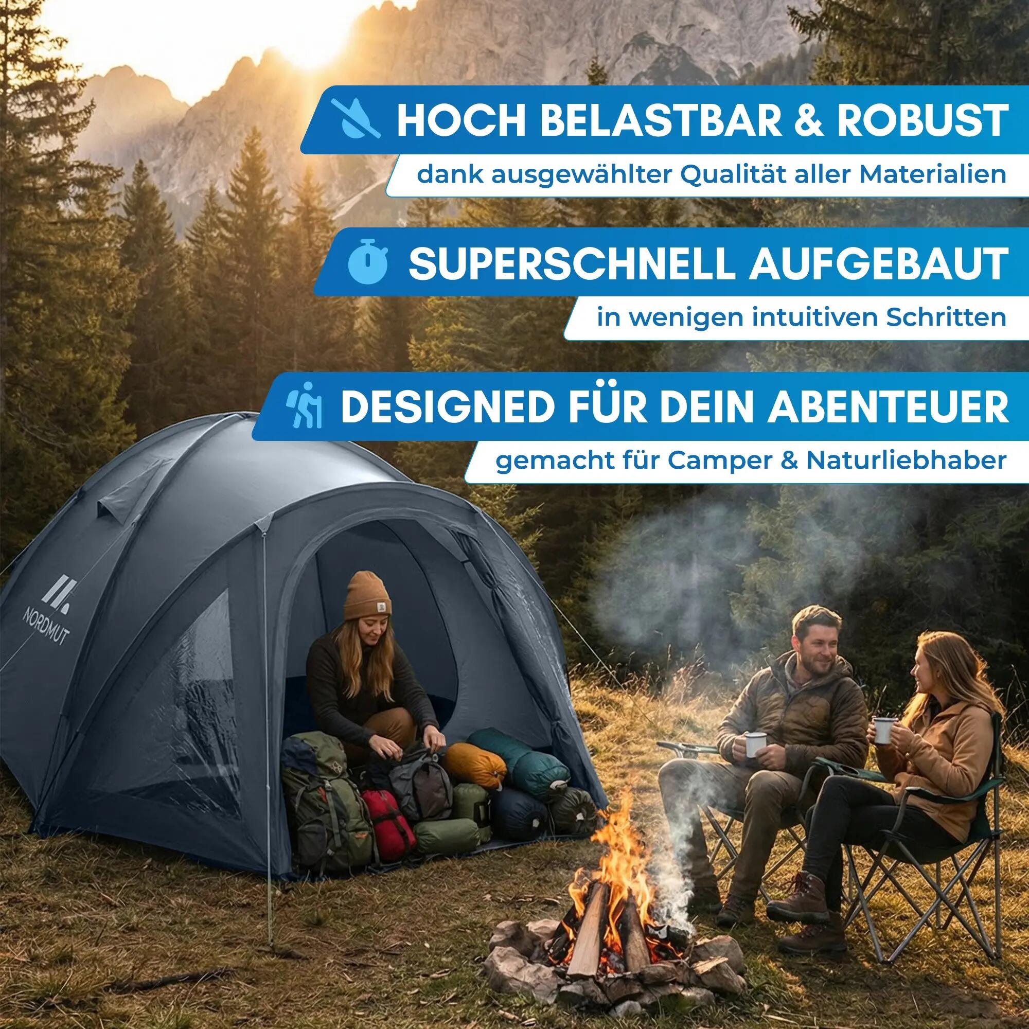 Camping Kuppelzelt 4 Personen mit Vorraum wasserdicht 3000 mm 300x250 cm Tverrå 8/8