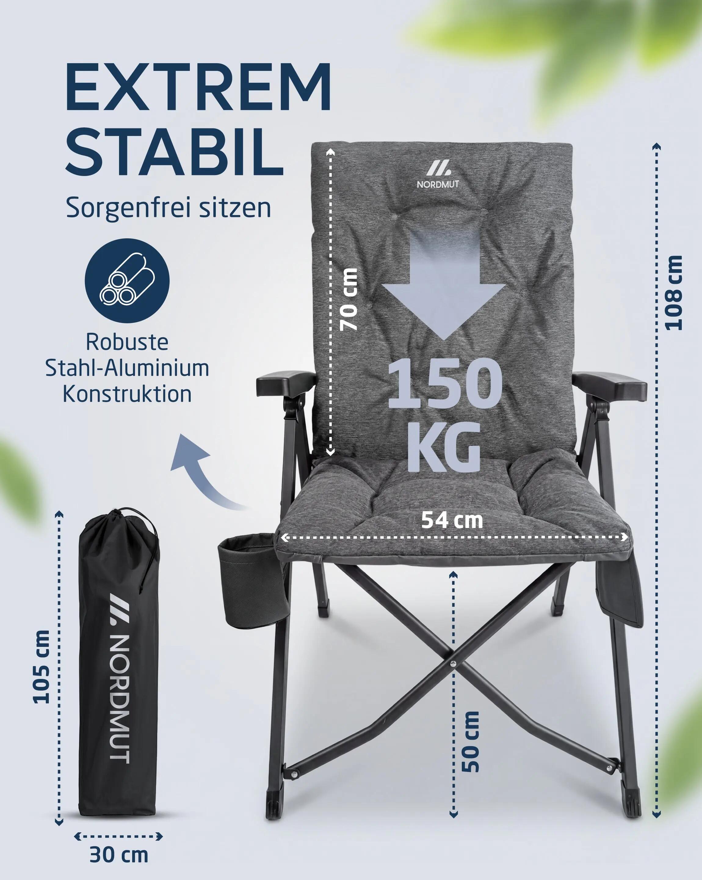 Camping klappsessel, gepolstert, 4-fach verstellbar, Ounas 3/7