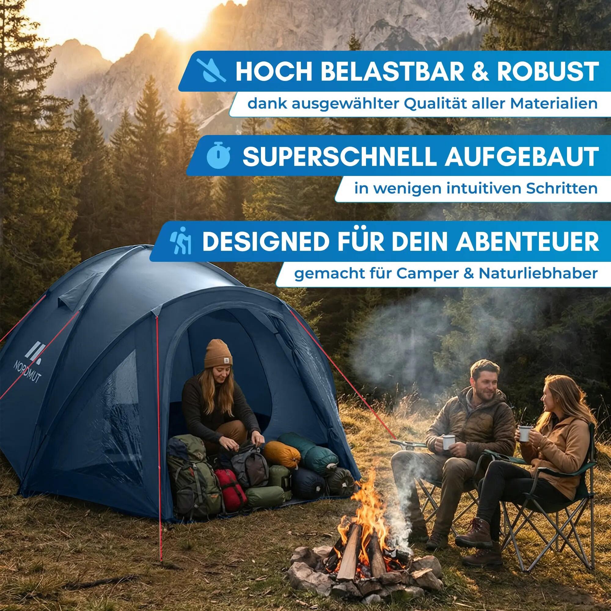 Camping Kuppelzelt 4 Personen mit Vorraum wasserdicht 3000 mm 300x250 cm Tverrå 8/8