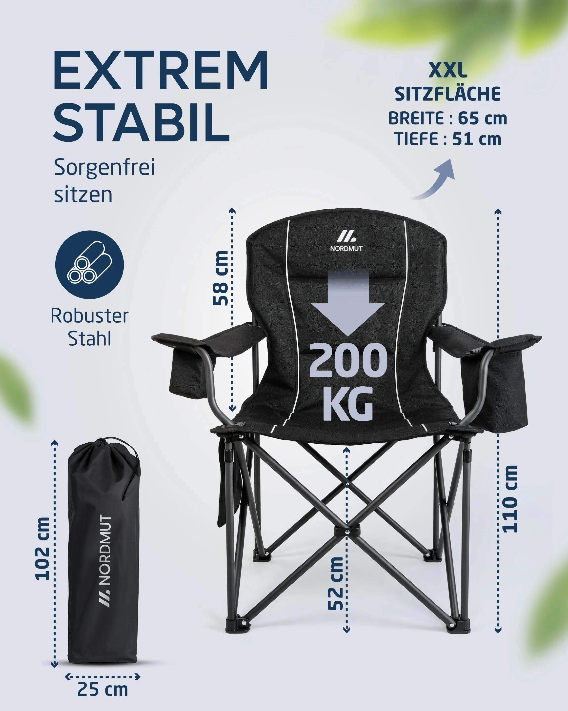 Camping-Klappstuhl, gepolstert, 2er-Set, bis 200 kg, Aavas 3/7