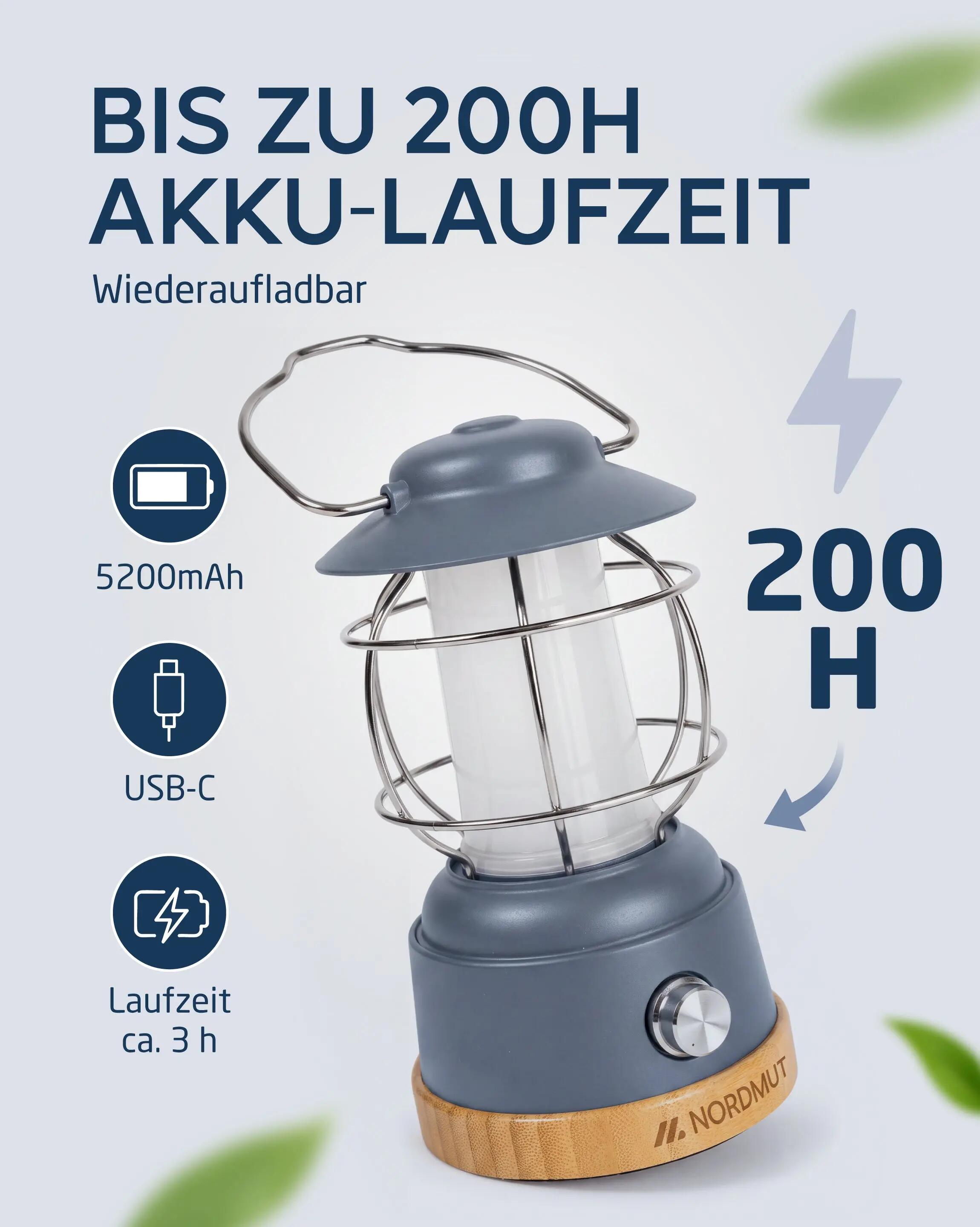 Campinglampe led, akku 5200 mah, dimmbar, 450 lumen, ipx4, esja 3/7