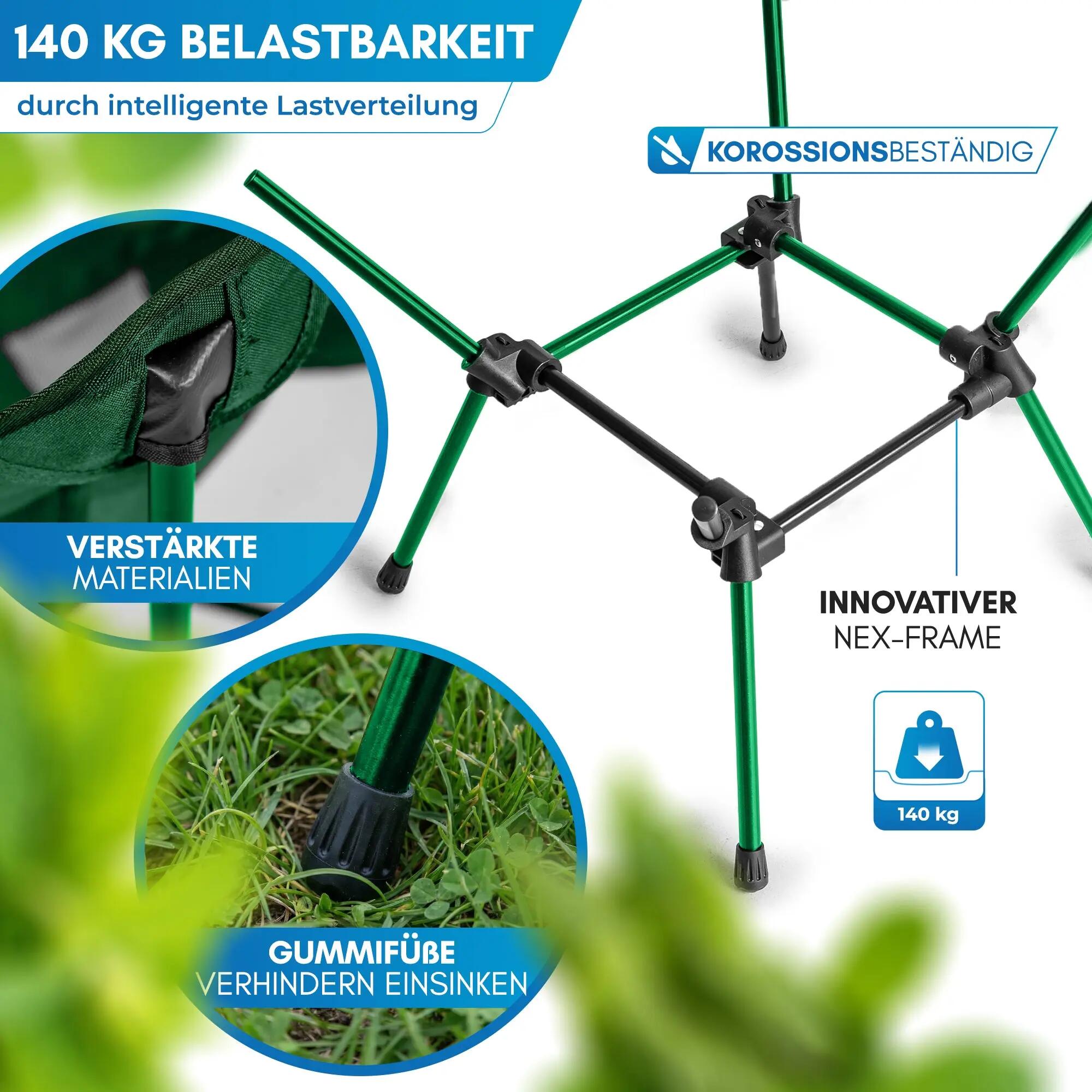 Trekking Campingstuhl ultraleicht 1,1 kg faltbar bis 140 kg Mini-Packmaß Allakas 4/8