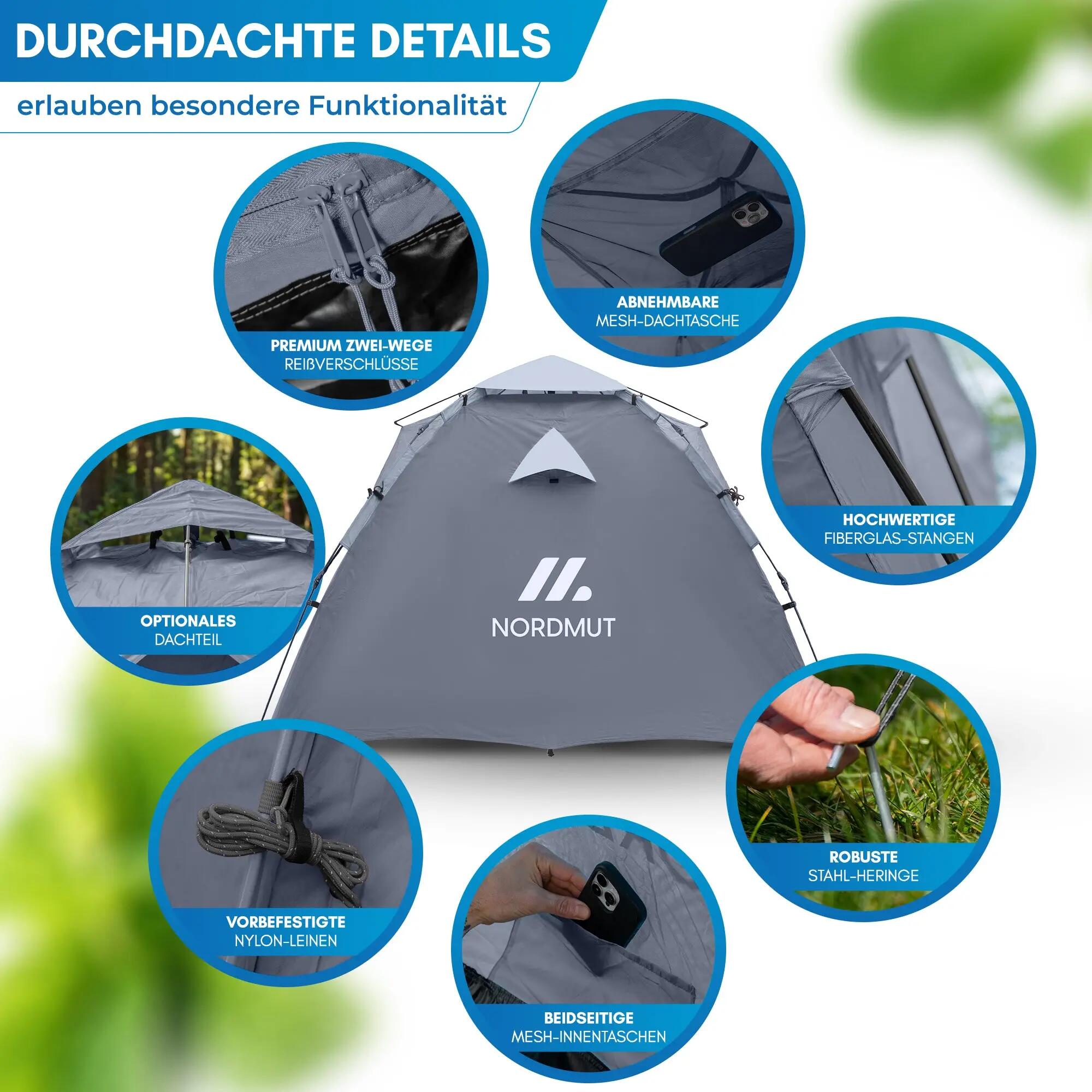 Camping-Wurfzelt für 2 bis 4 Personen, Pop-up, wasserdicht, Tikaa 7/8