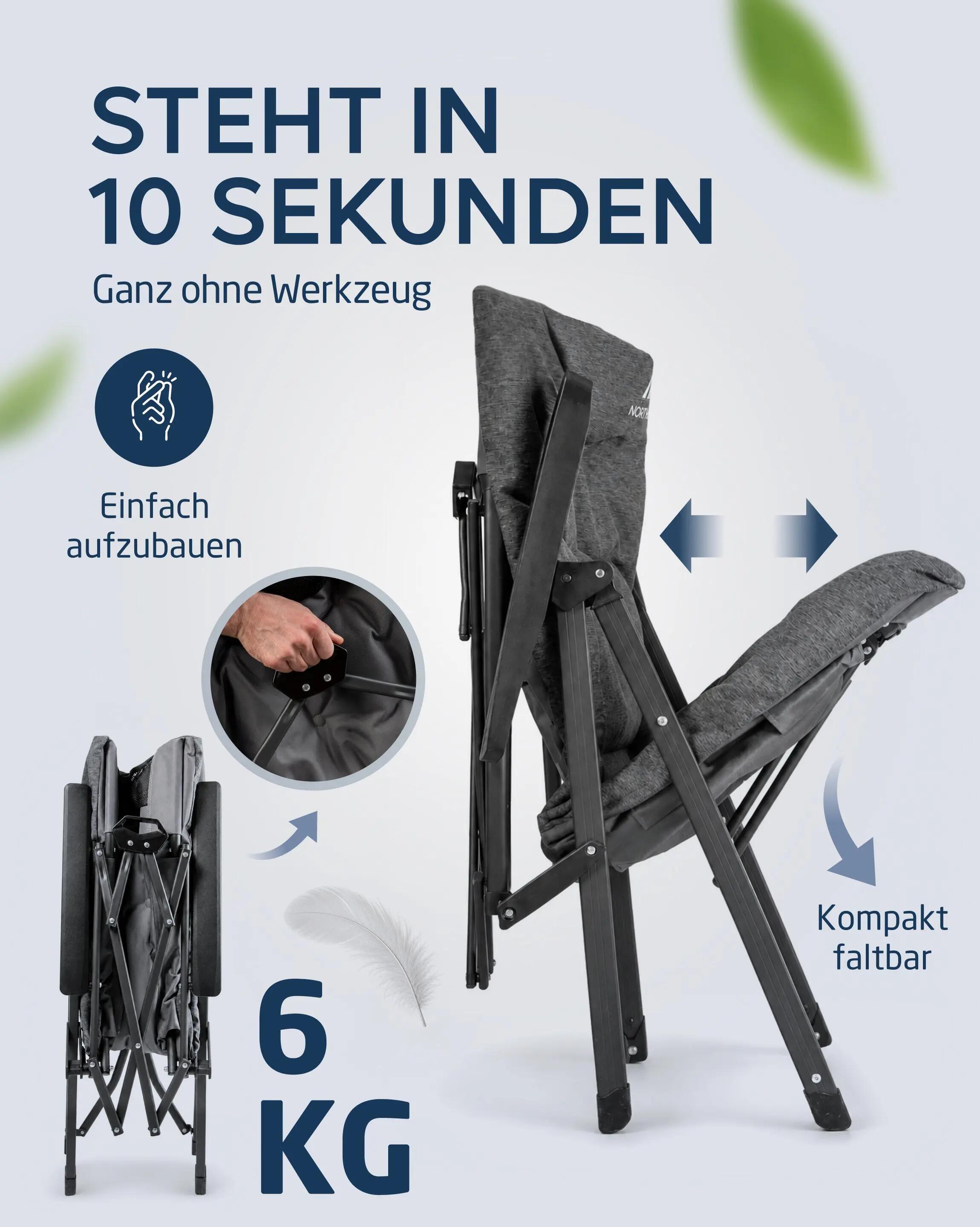 Camping klappsessel, gepolstert, 4-fach verstellbar, Ounas 2/7