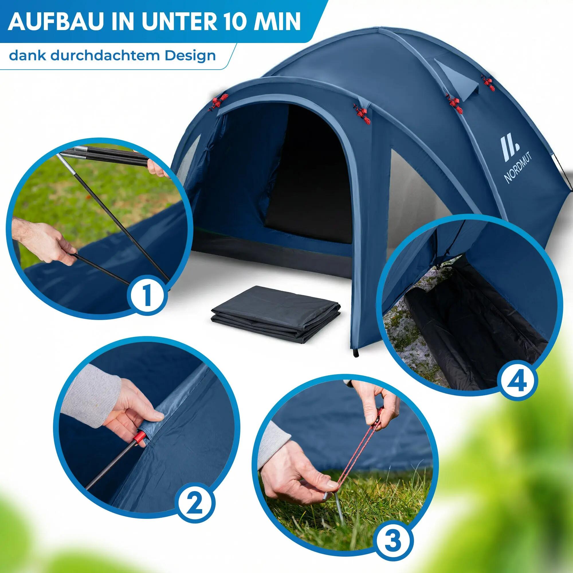 Camping Kuppelzelt 4 Personen mit Vorraum wasserdicht 3000 mm 300x250 cm Tverrå 6/8