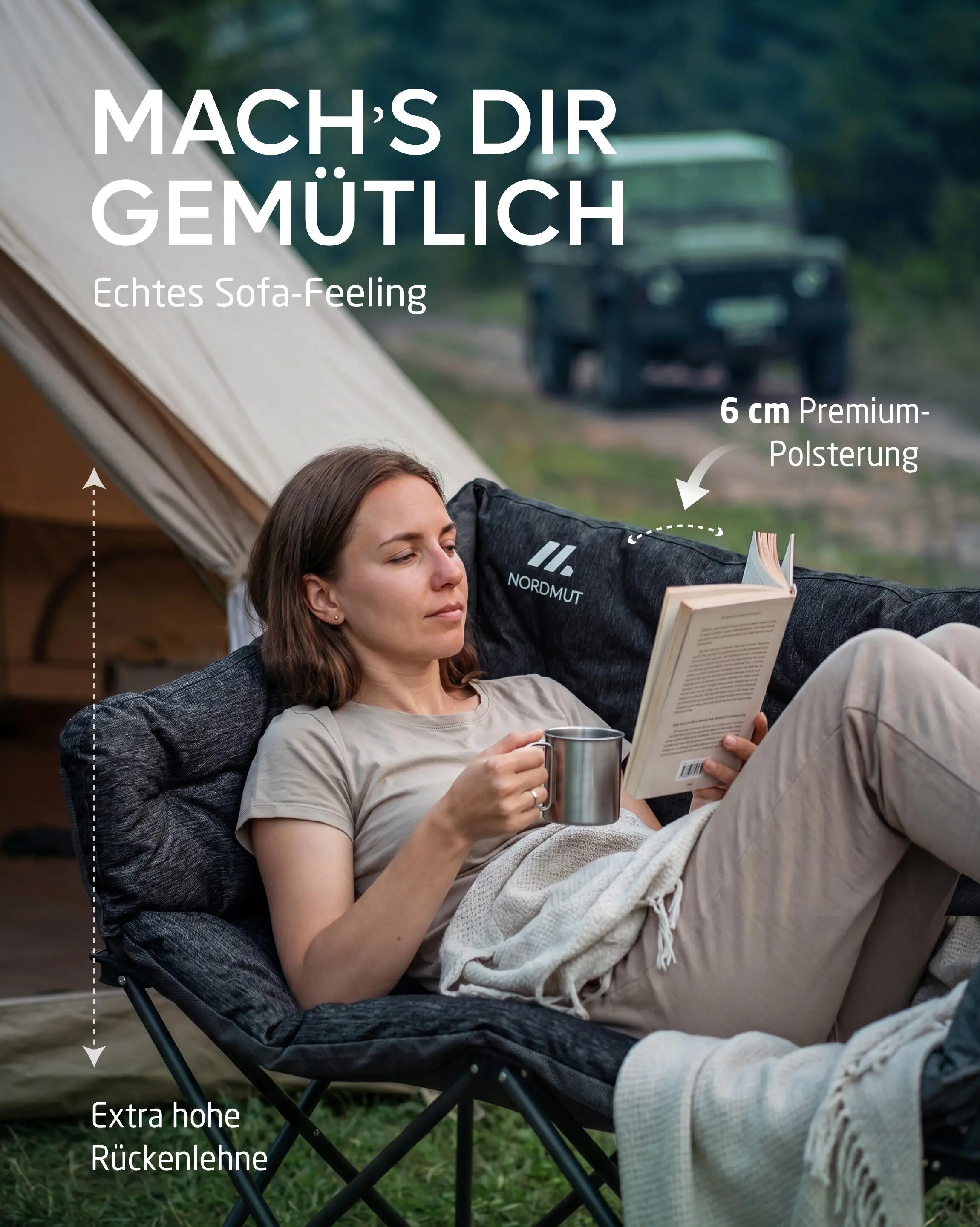 Campingsofa für 2 personen - klappbar, gepolstert, Ejnar 4/7