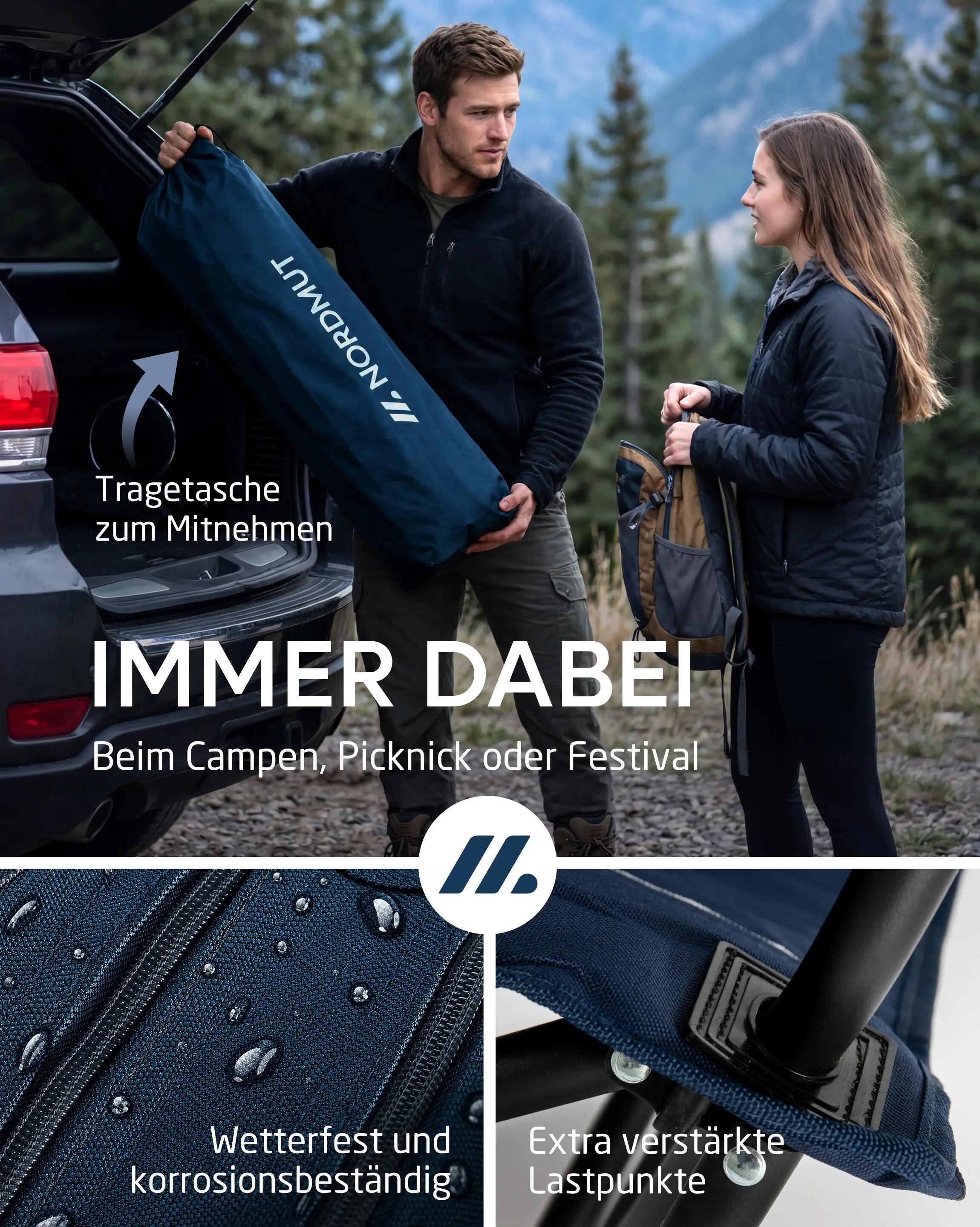 Camping Klappstuhl XXL 2er-Set gepolstert bis 200 kg mit Kühltasche Aavas 7/7