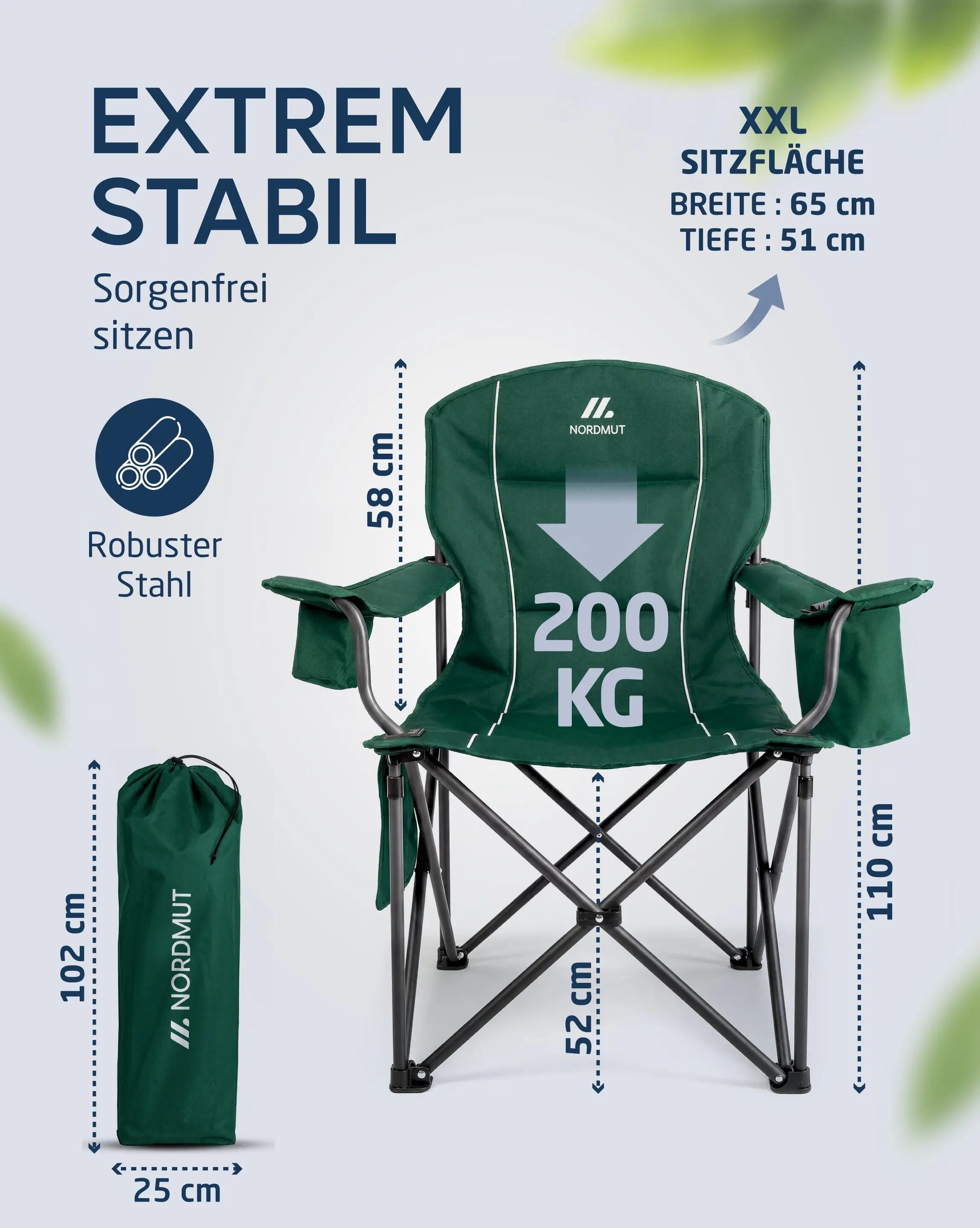 Campingstuhl - klappbar, gepolstert, 2er-Set, bis 200 kg, Aavas 3/7