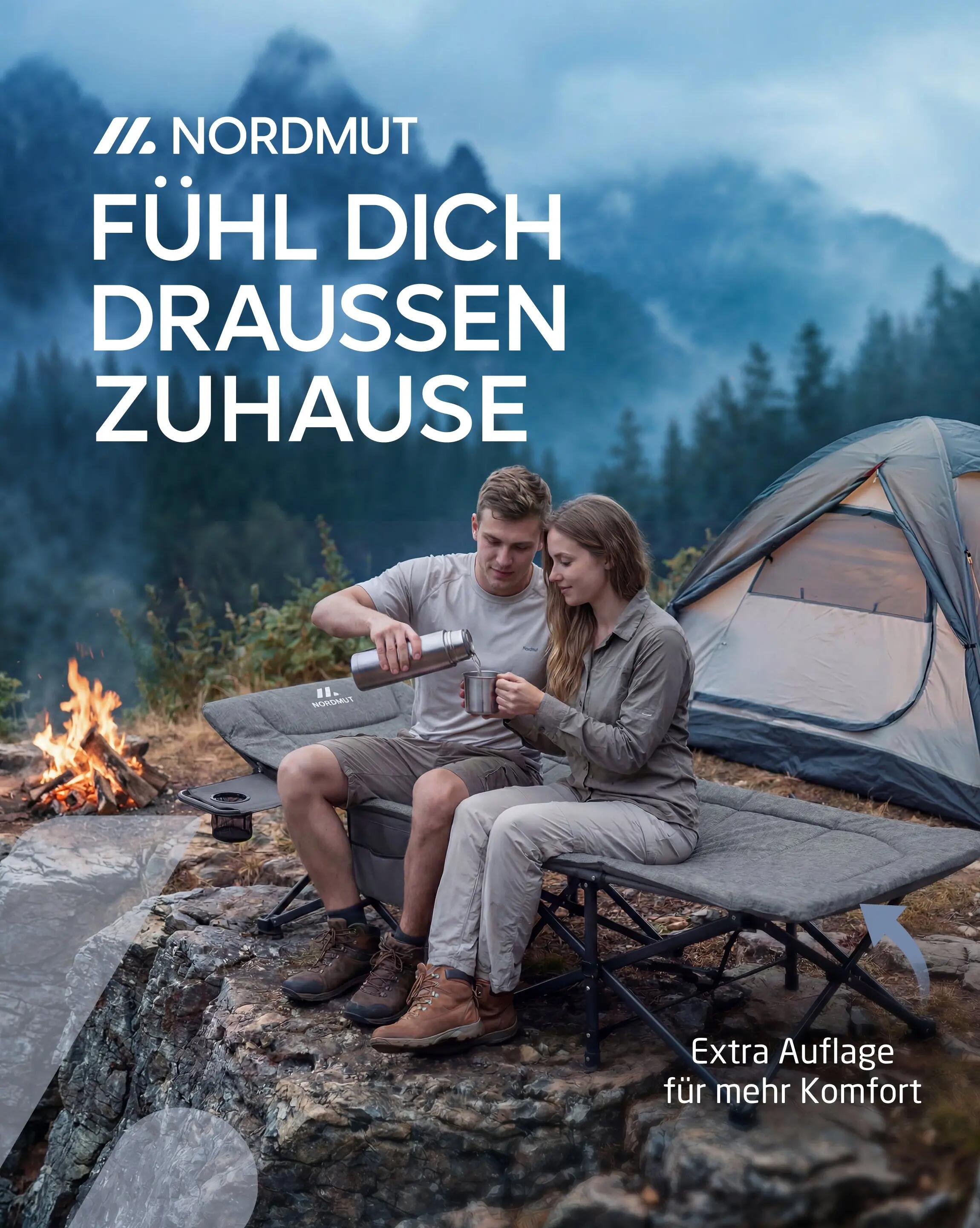 Camping Feldbett klappbar mit Matratzenauflage 190 x 70 cm bis 200 kg Kebne 2/7