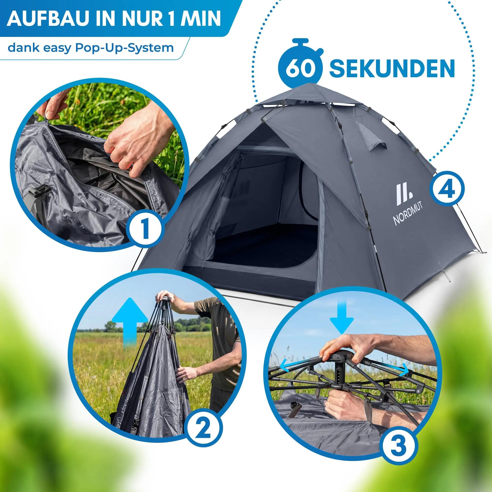 Camping-Wurfzelt für 2 bis 4 Personen, Pop-up, wasserdicht, Tikaa 5/8